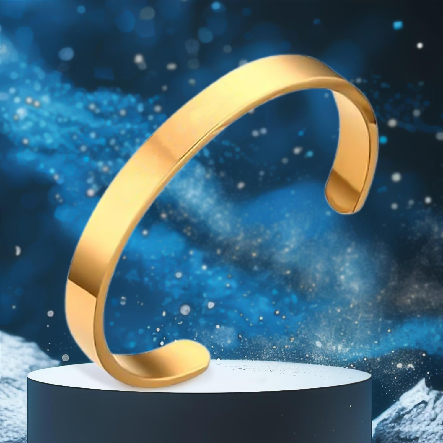 Elegant Gold Finish Open Cuff Bracelet Kada (1 Pc) - view 6