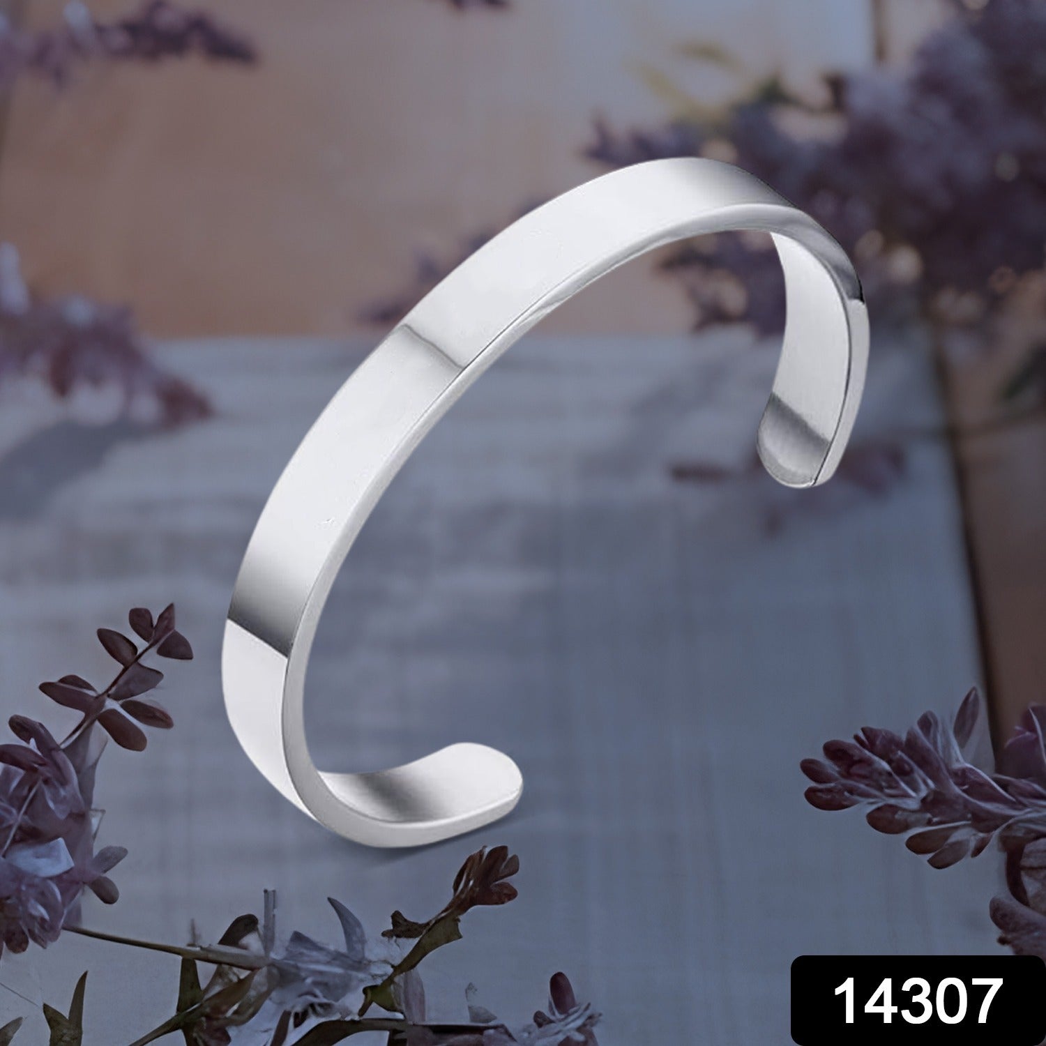 Minimalist Polished Open-Ended Silver-Tone Stainless Steel Kada (1 Pc) - view 2