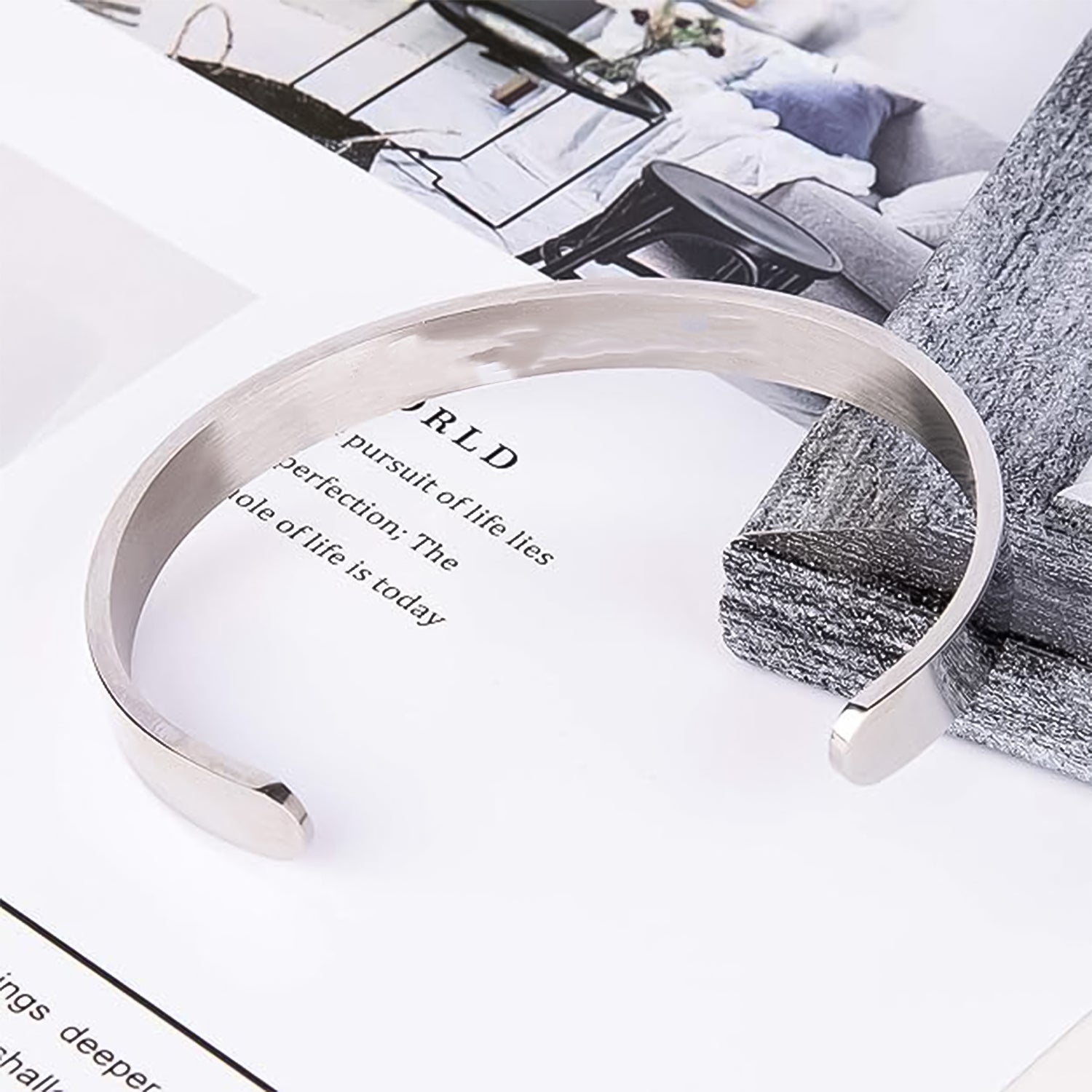 Minimalist Polished Open-Ended Silver-Tone Stainless Steel Kada (1 Pc) - view 3