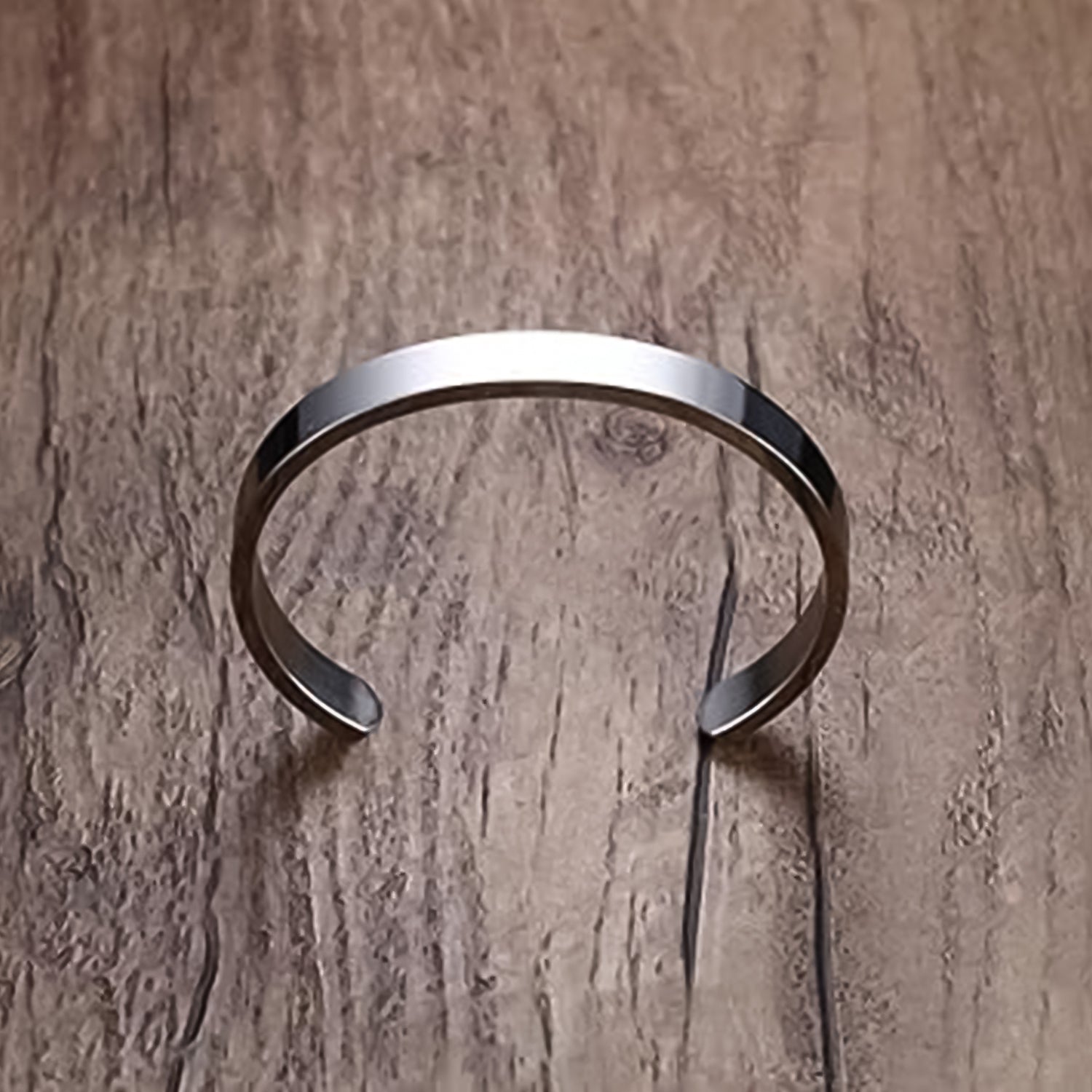 Minimalist Polished Open-Ended Silver-Tone Stainless Steel Kada (1 Pc) - view 4