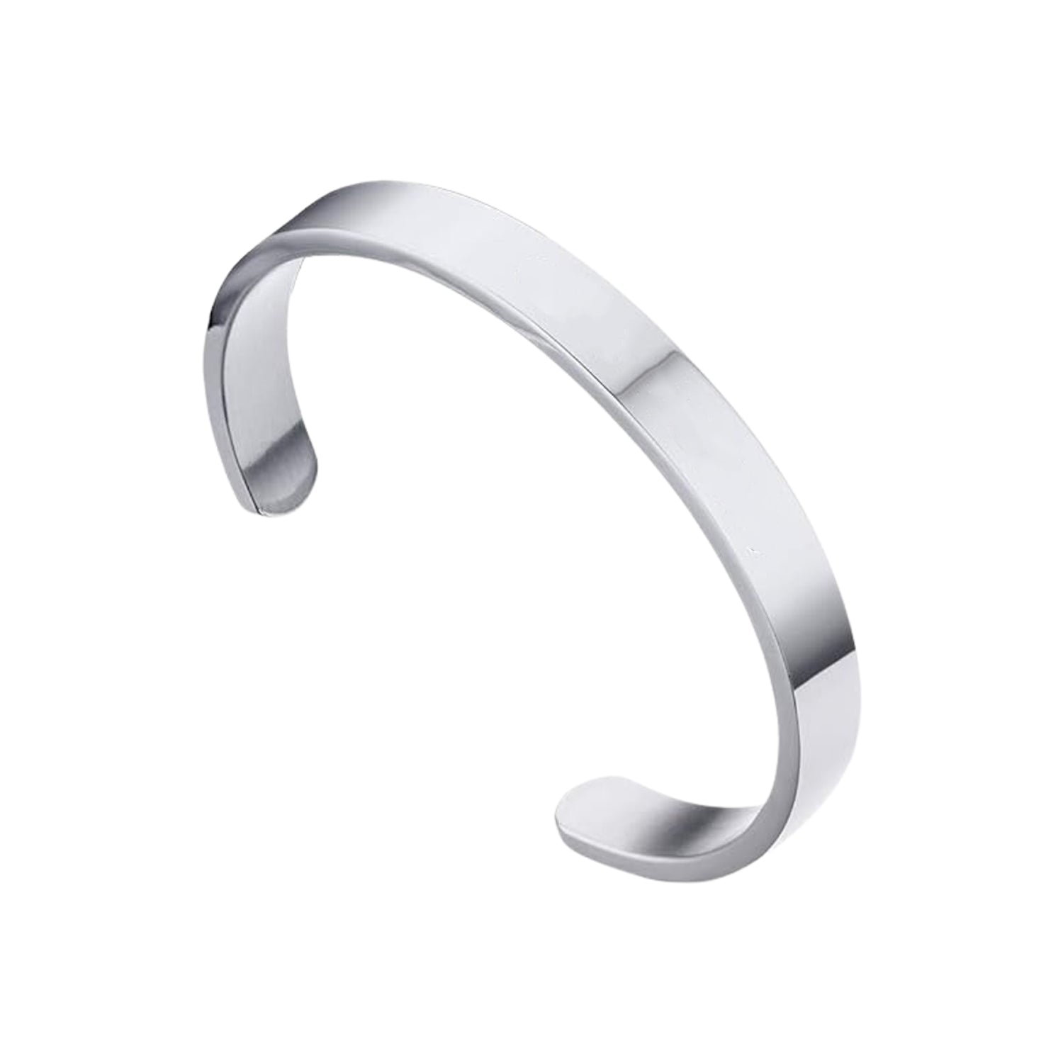 Minimalist Polished Open-Ended Silver-Tone Stainless Steel Kada (1 Pc) - view 5