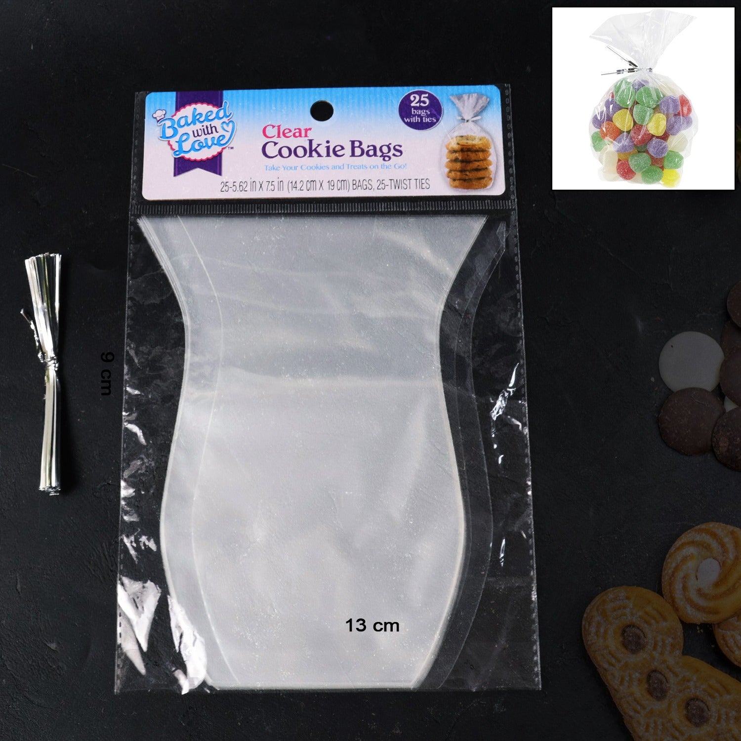 Clear Cookie Bags, Gift Bag Clear Flat Treat Bags (25 Pcs Set)