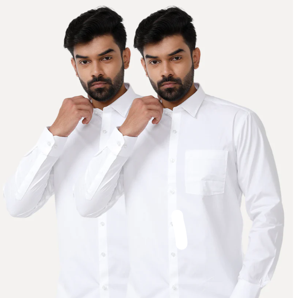 Men's cotton Premium Cotton Casual Shirt Combo Pack (White + Black) | Full Sleeve Slim Fit Shirts Description