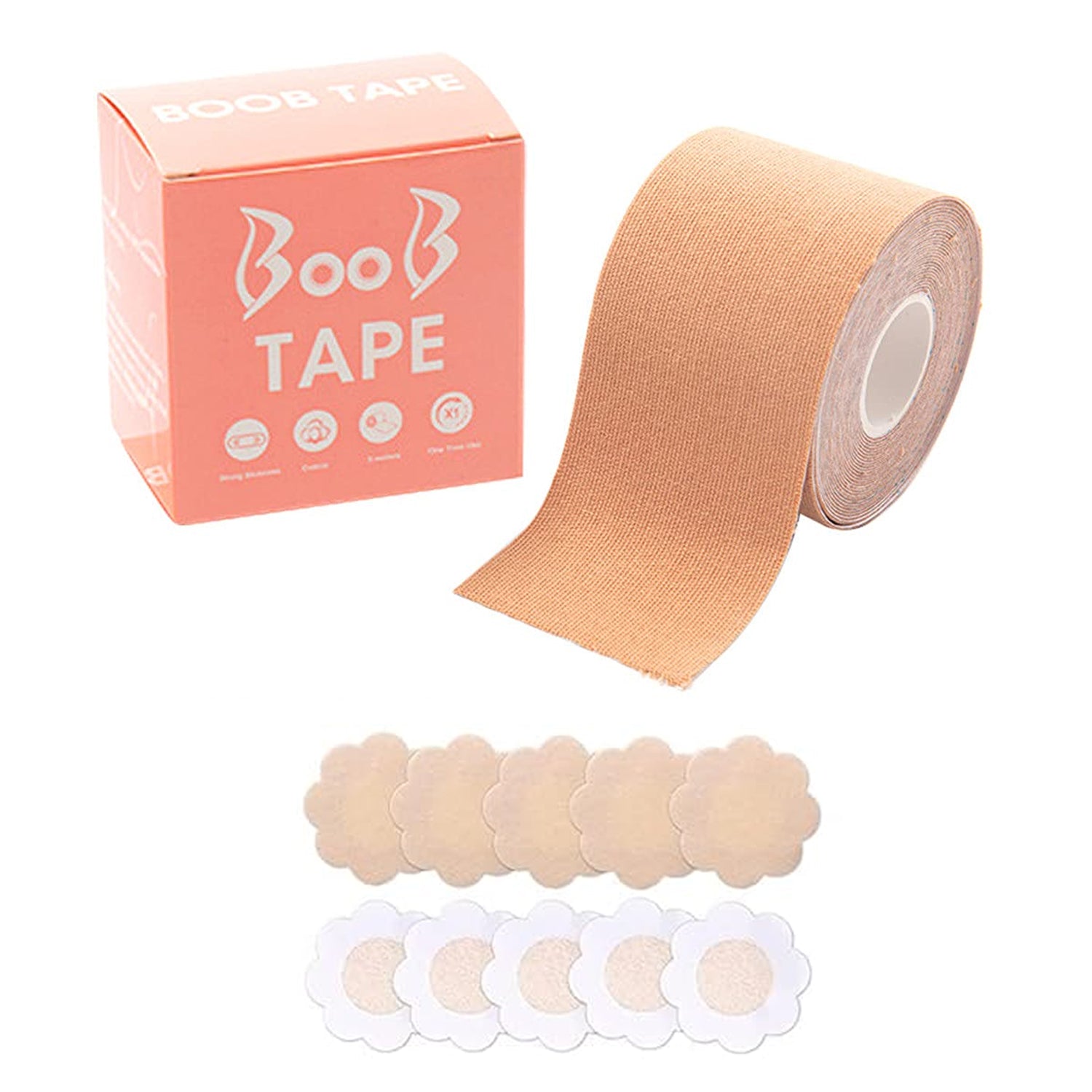 Boob Tape with Nipple Covers: Cotton, Breathable, Lift & Support (5m, 10 Pairs) - view 3