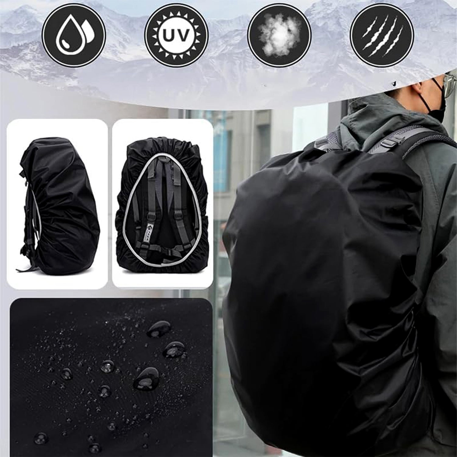 Waterproof Small Size Backpack Rain Cover (1 Pc) - view 3
