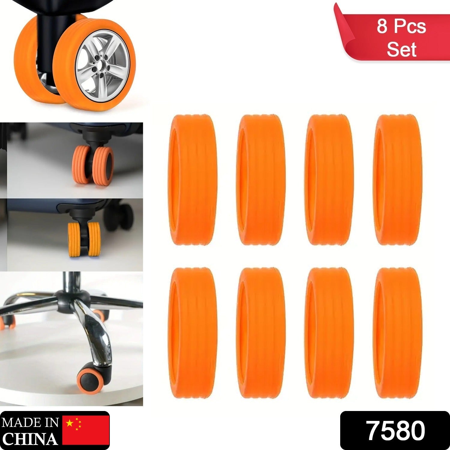 Silicone Luggage Wheel Covers – Noise Reduction & Protection (8 Pcs) - view 2