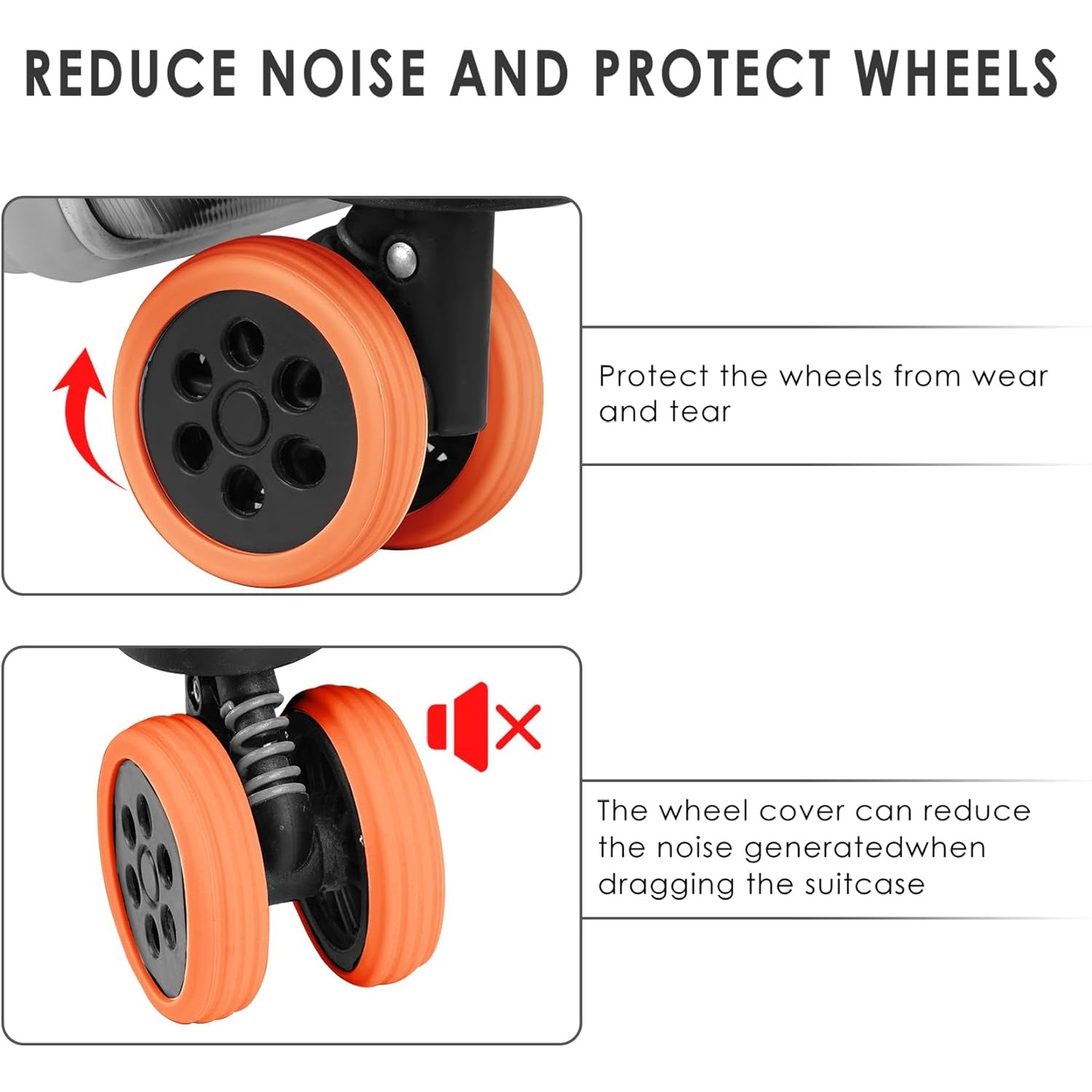 Silicone Luggage Wheel Covers – Noise Reduction & Protection (8 Pcs) - view 4