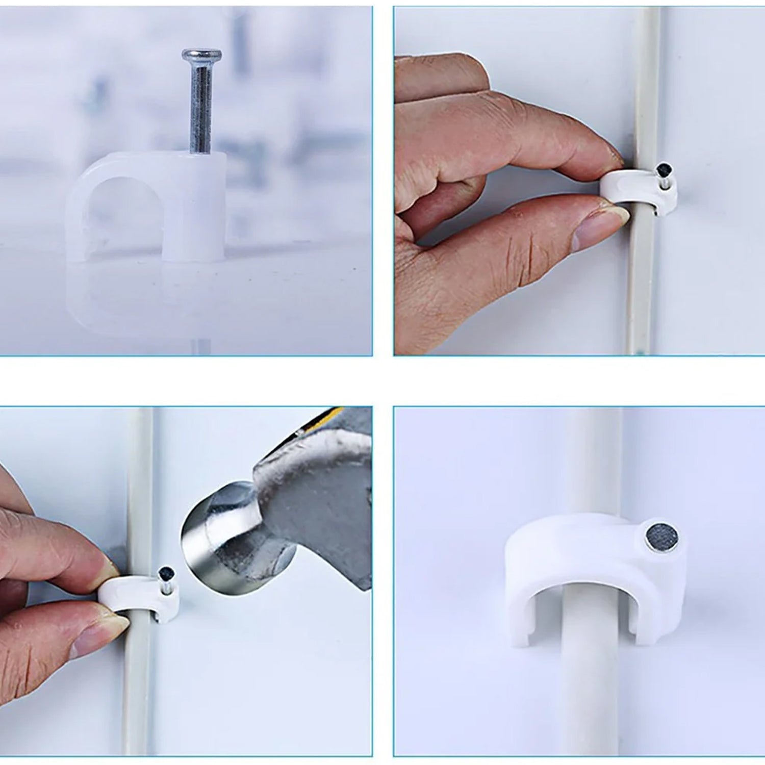 Wire Wall Clips, Plastic Cable Clips Round Wire Pins with Steel Nail (20 Pcs Set) - view 5