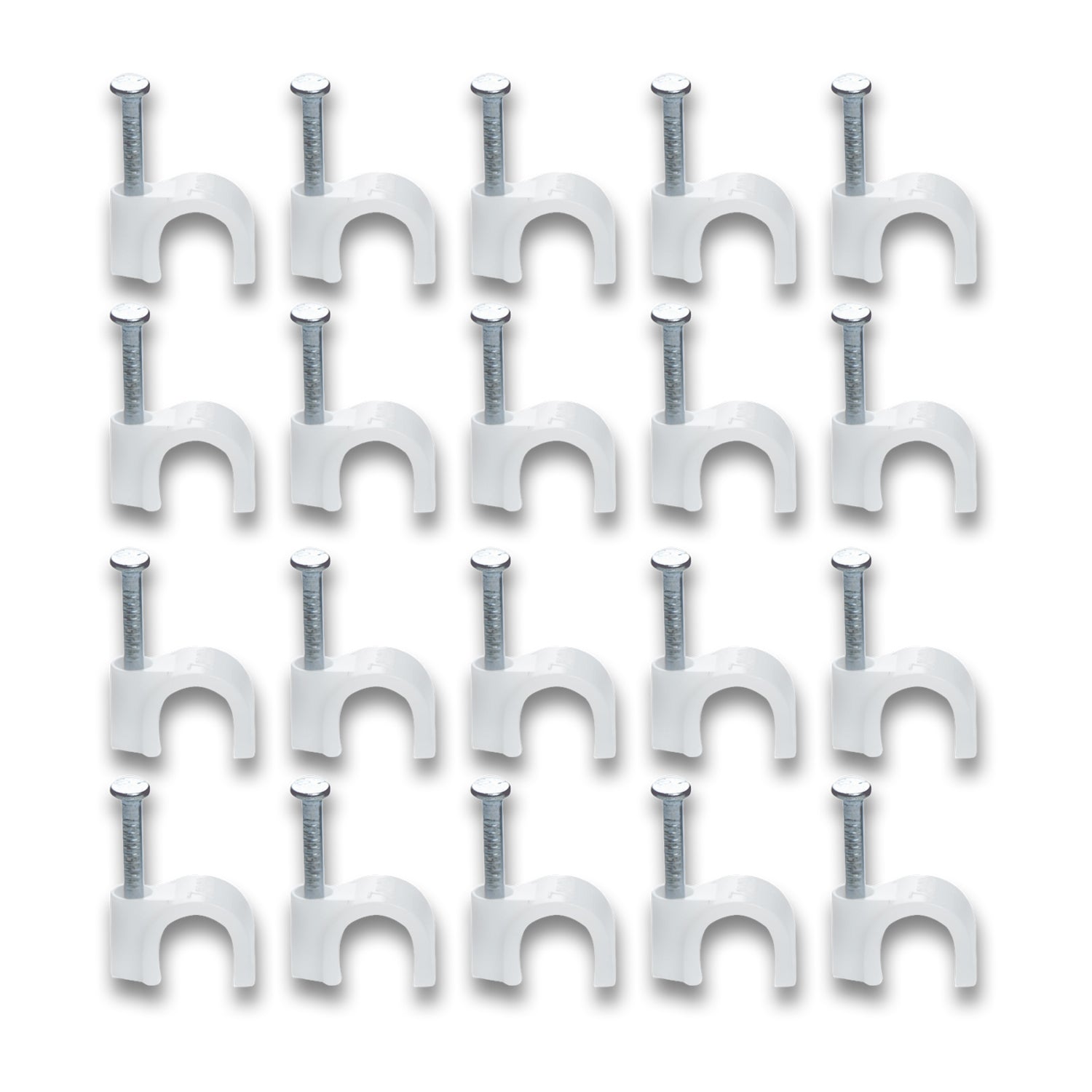 Wire Wall Clips, Plastic Cable Clips Round Wire Pins with Steel Nail (20 Pcs Set) - view 6