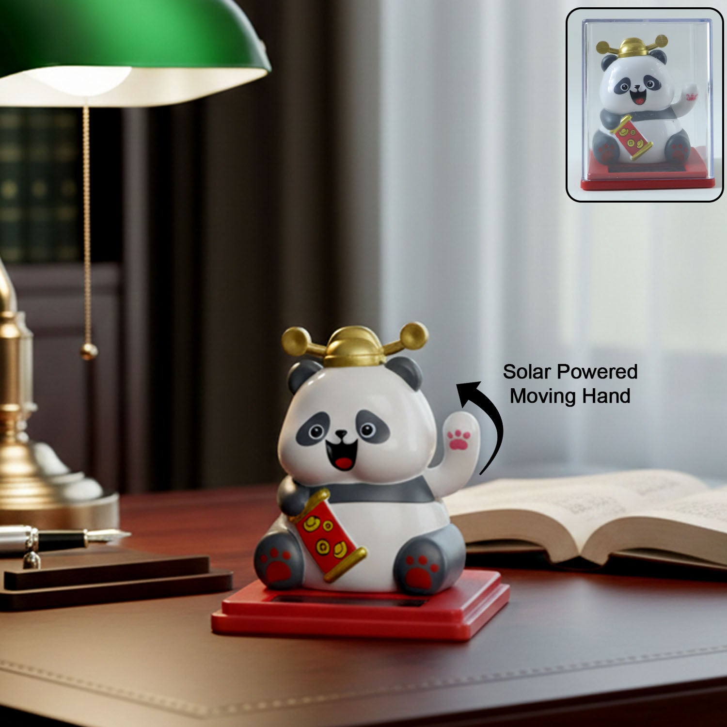Solar Powered Moving Hand Panda Showpiece (1 Pc)