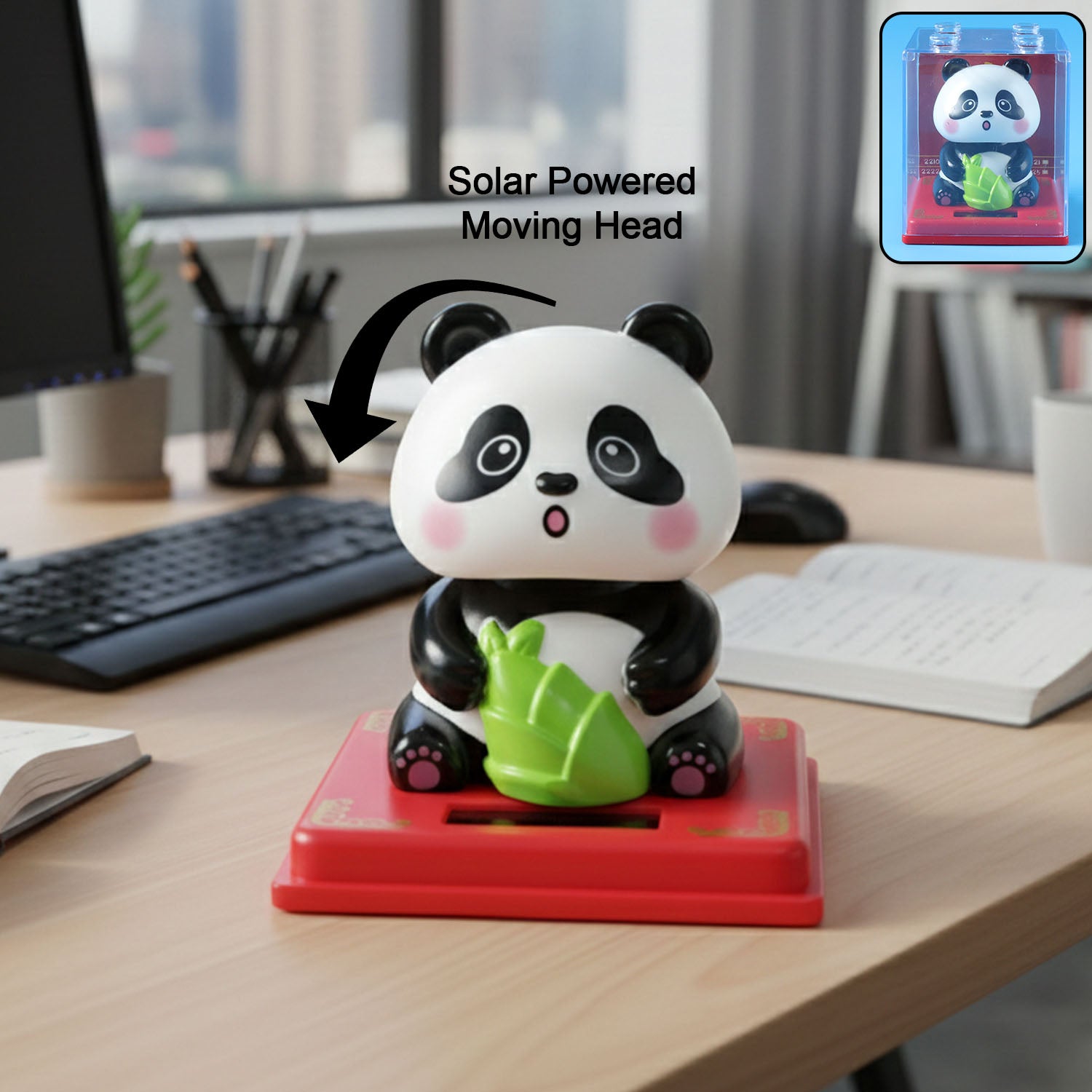 Solar Powered Moving Head Panda Showpiece (1 Pc)