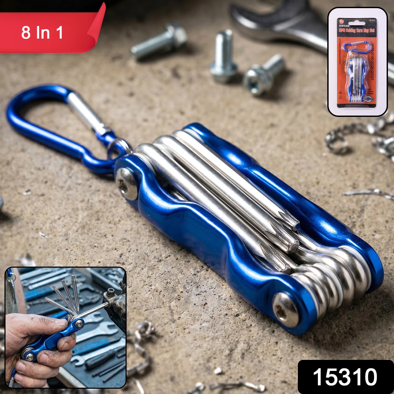 8 In 1 Multifunctional Cycling Bike Repair Tool Portable Foldable Multi Tool Kit - view 2