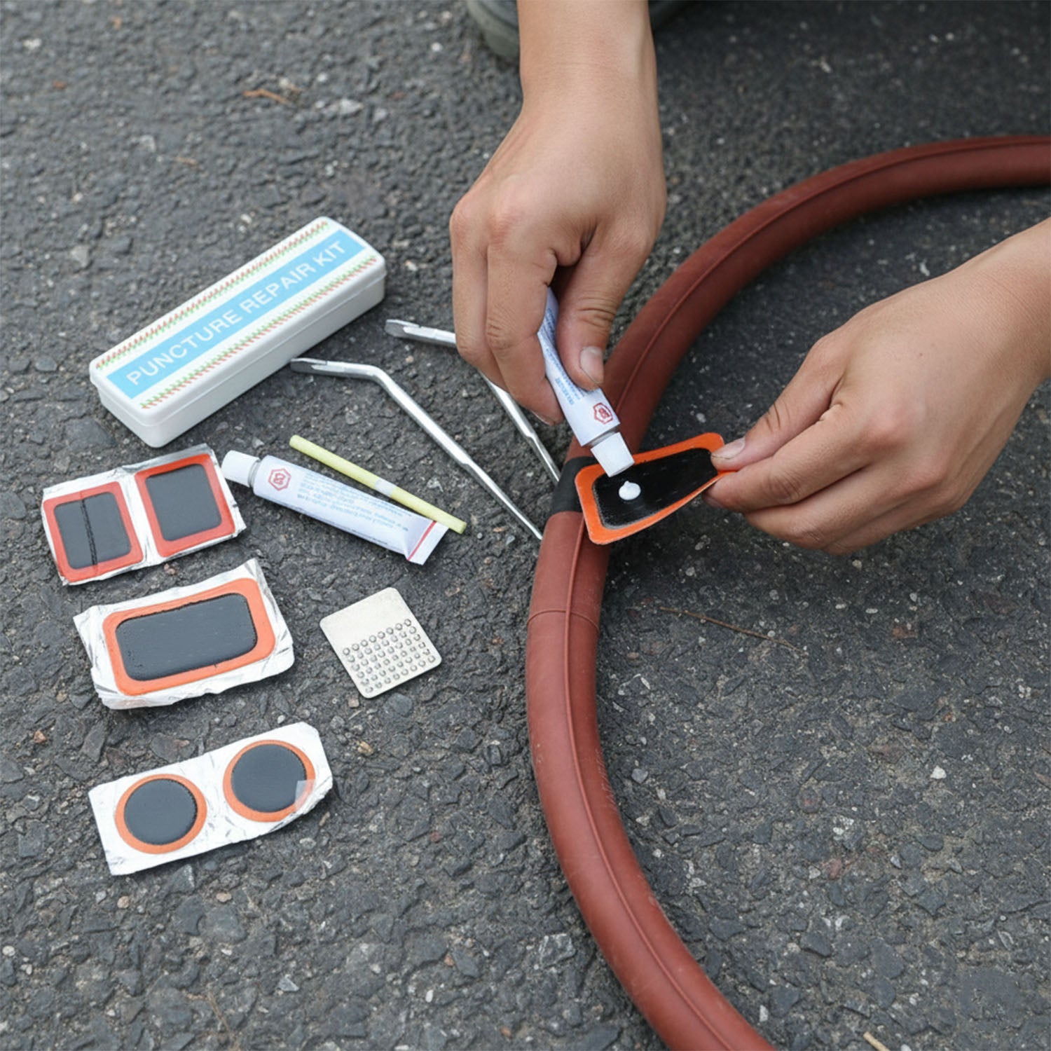 Bicycle Tire Repair Kit – Portable Puncture Repair Set with Adhesive (1 Set / Mix Design) - view 3
