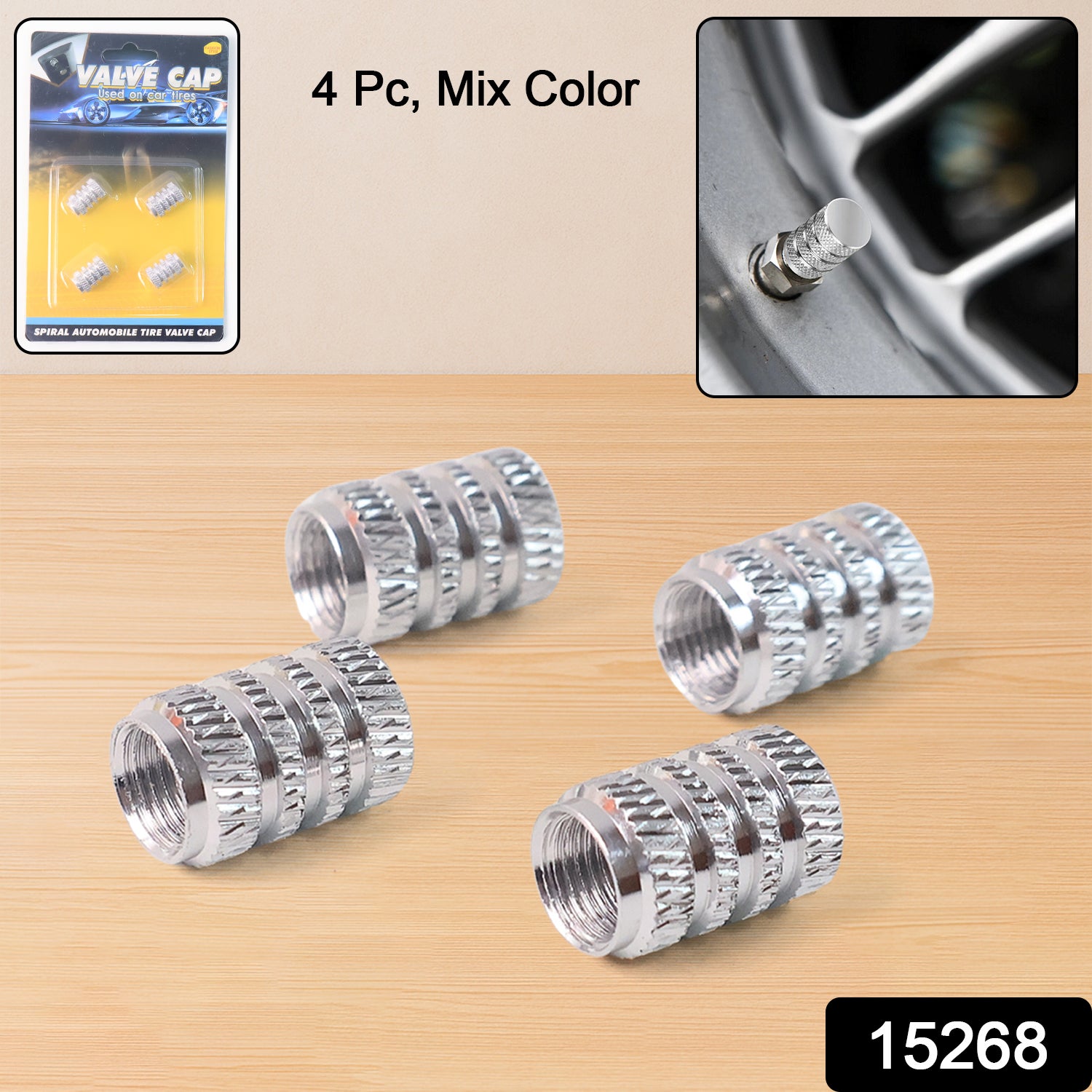 Tire Valve Stem Caps Fit 4pcs Silver - view 2