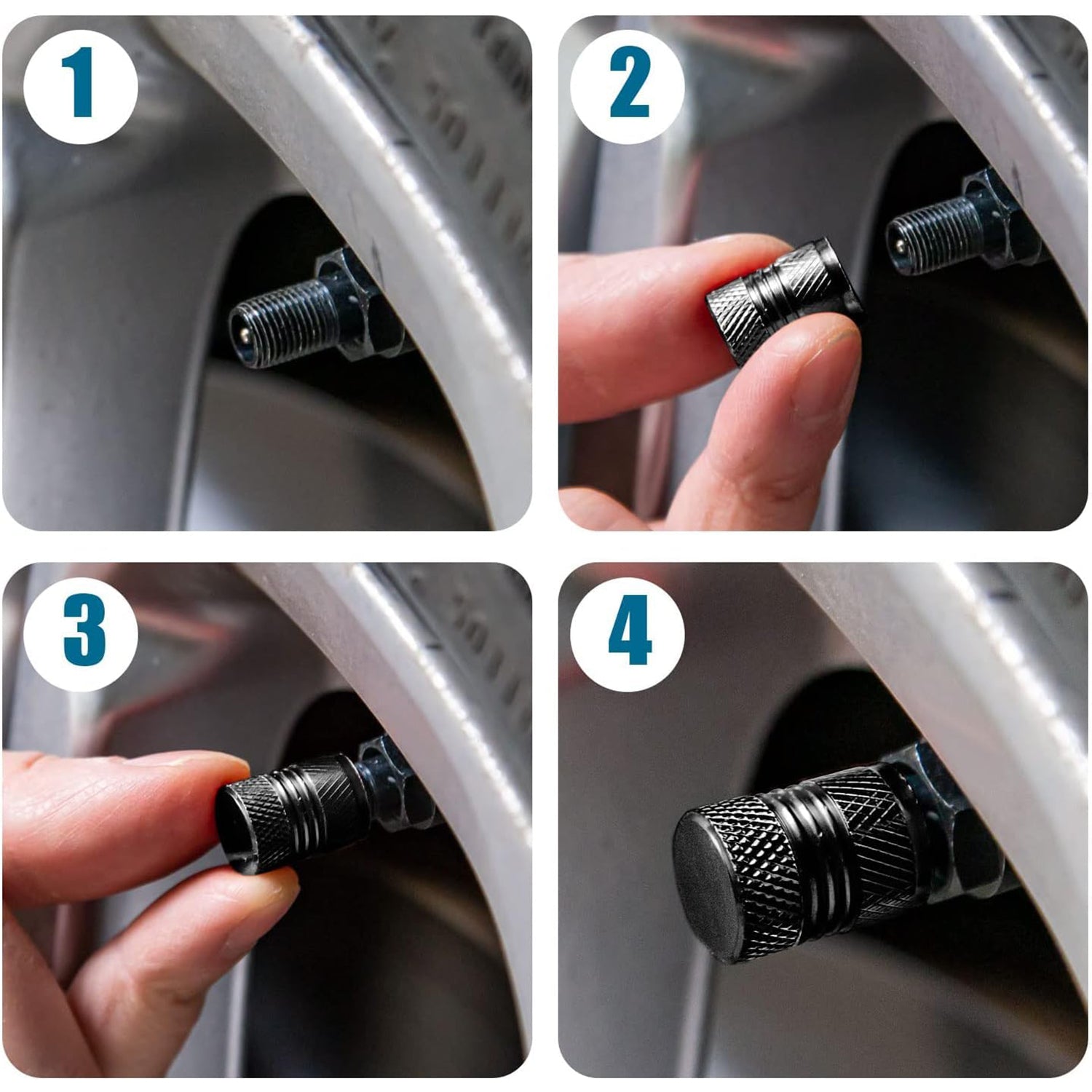 Tire Valve Stem Caps Fit 4pcs Silver - view 5