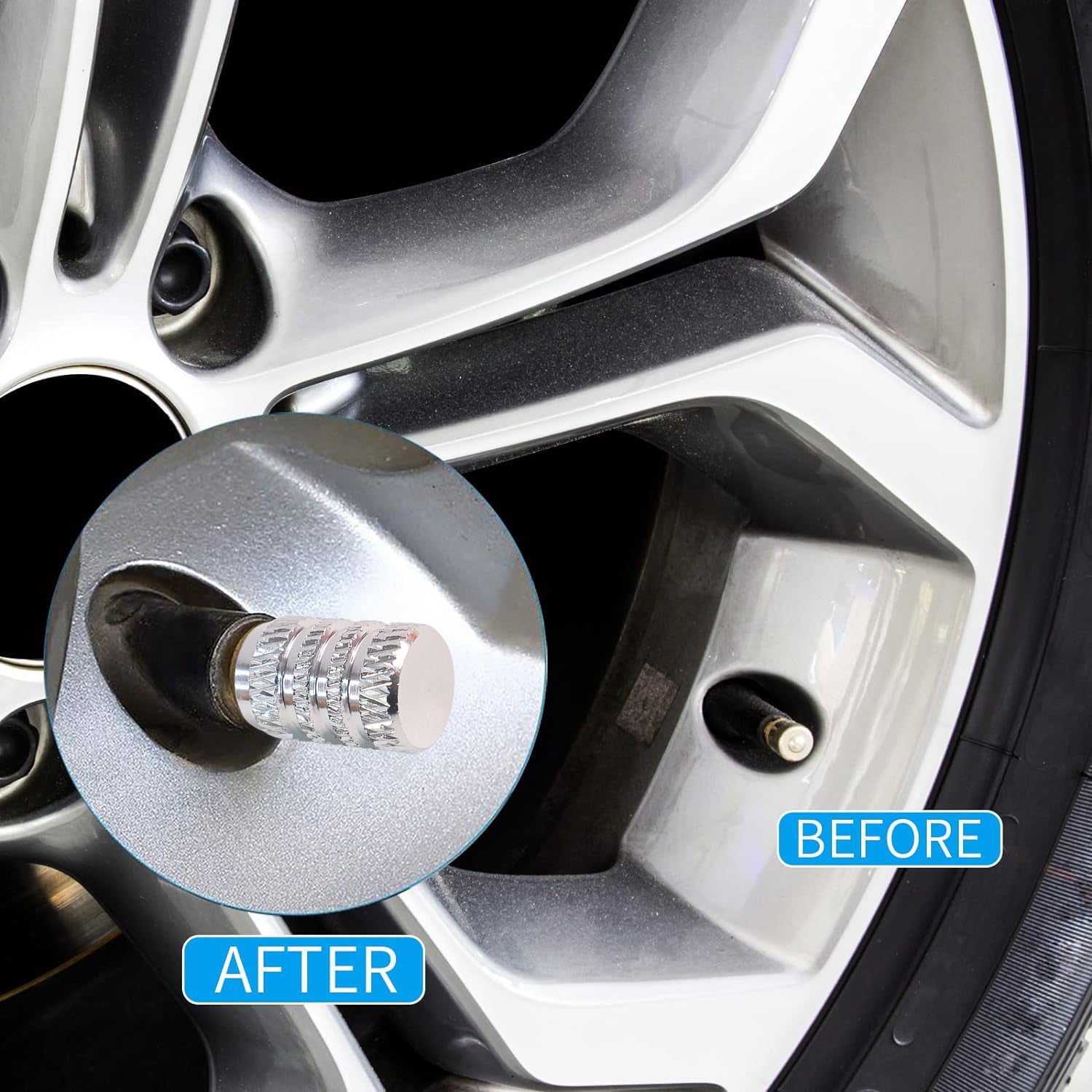 Tire Valve Stem Caps Fit 4pcs Silver - view 7