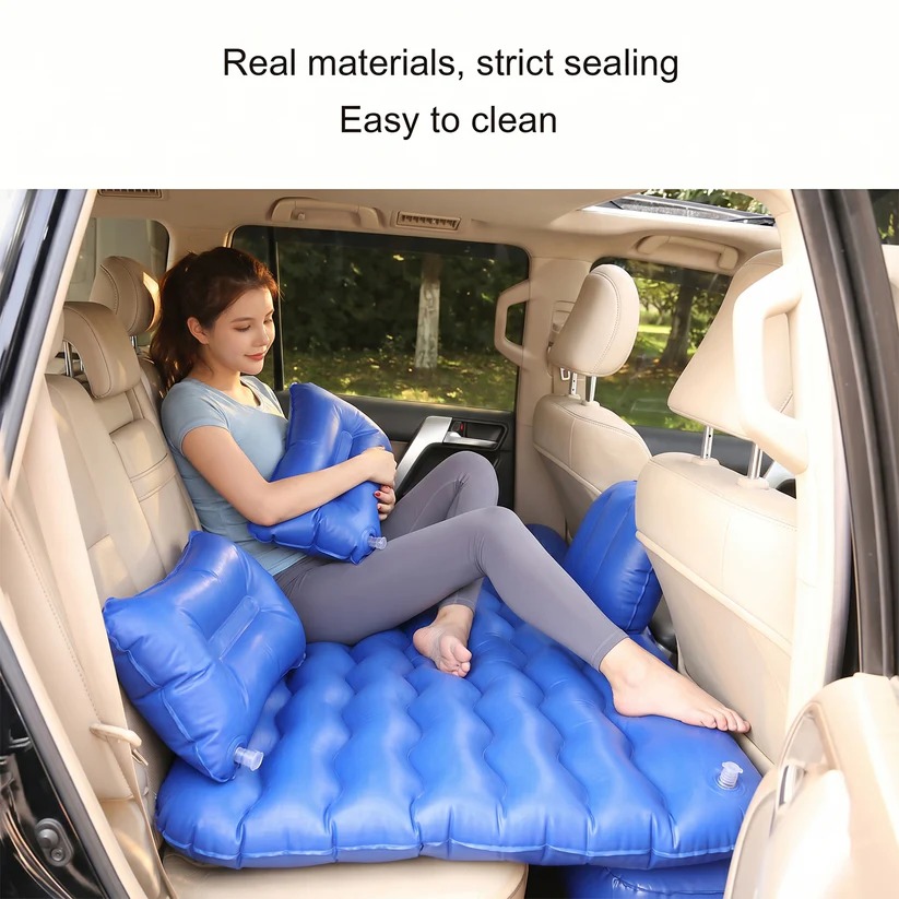 Portable Inflatable Car Air Mattress Bed with Pillow Set (1 Set)