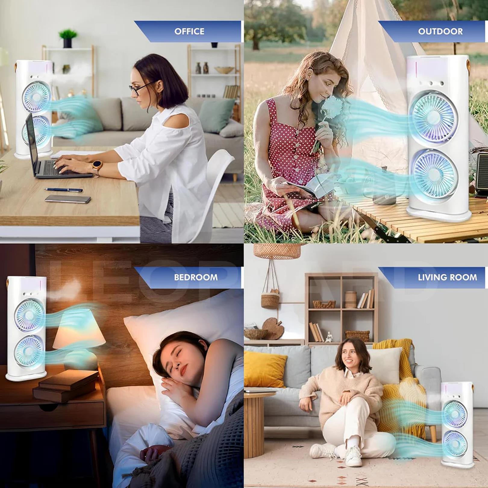 Electric Fan Desktop Double-Head Powerful Air (1 Pc / With Remote / Plug and Play) - view 7