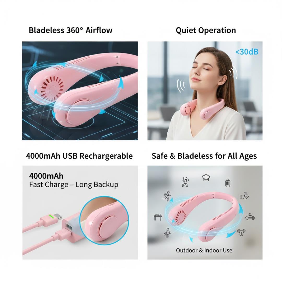 Portable Neck Fan: Holiday Hands Free Bladeless Neck Fan - view 2