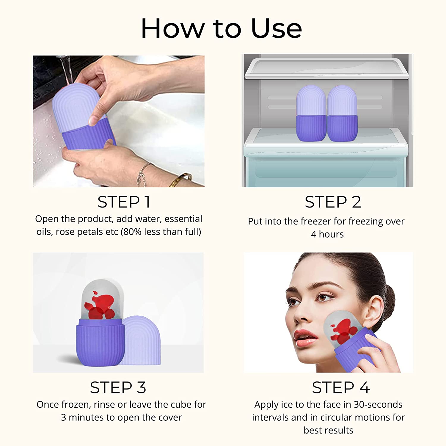 Beauty Ice Roller for Face & Eye Massage (Reusable, Purple / Without Box) - view 6