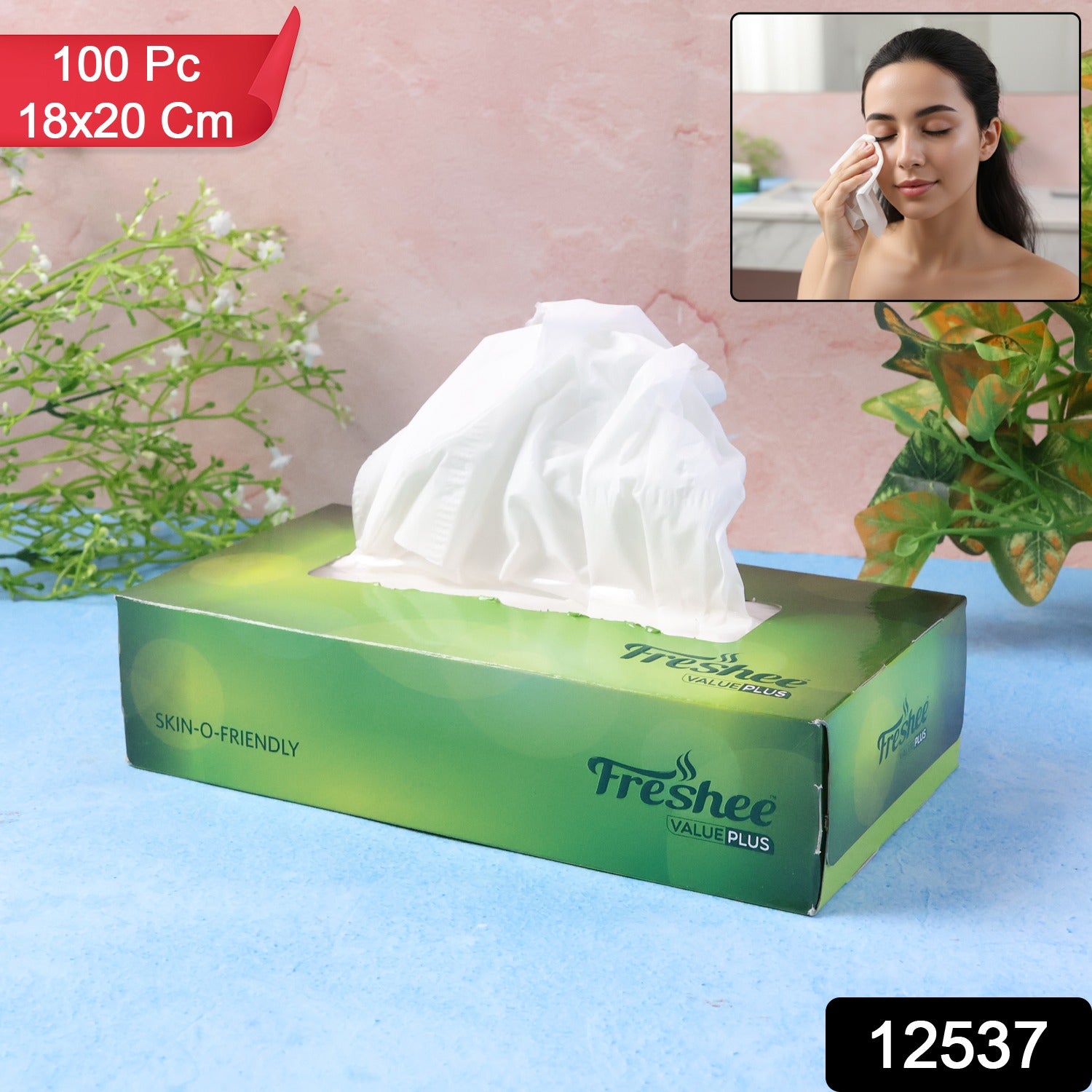 Freshee Premium Skin-Friendly Facial Tissues — 100 Pc Box (18 x 20 cm) - view 2