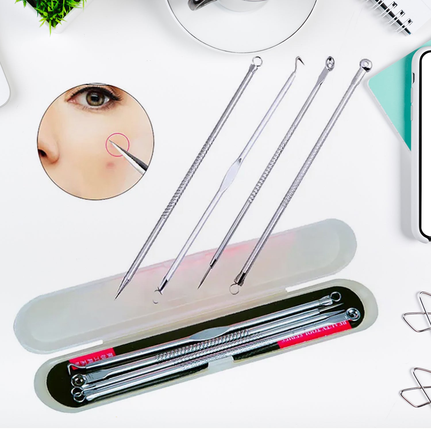 Blackhead Remover, 4-in-1 Stainless Steel Pimple Extractor Tool (1 Pc) - view 2