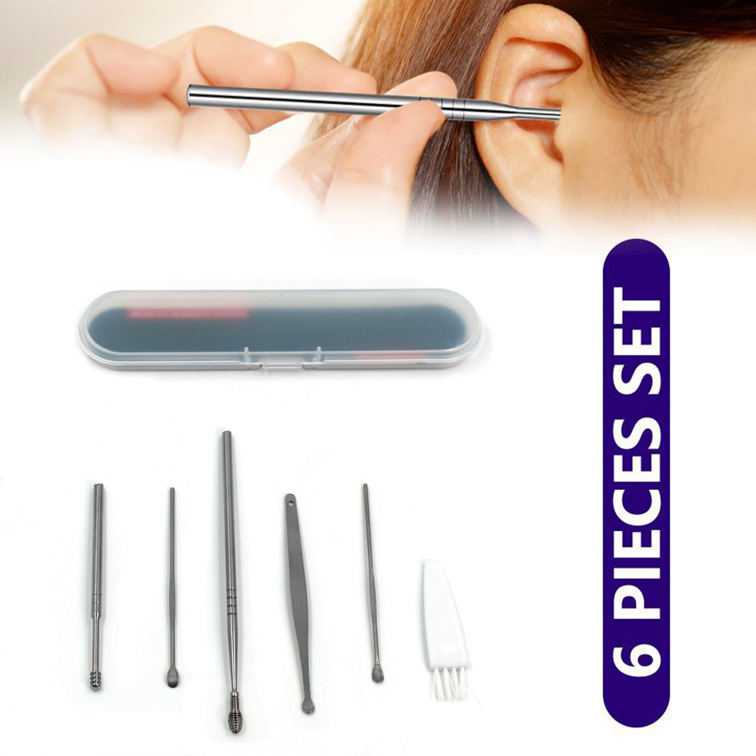 6Pcs Earwax Removal Kit | Ear Cleansing Tool Set | Ear Curette Ear Wax Remover Tool - view 7