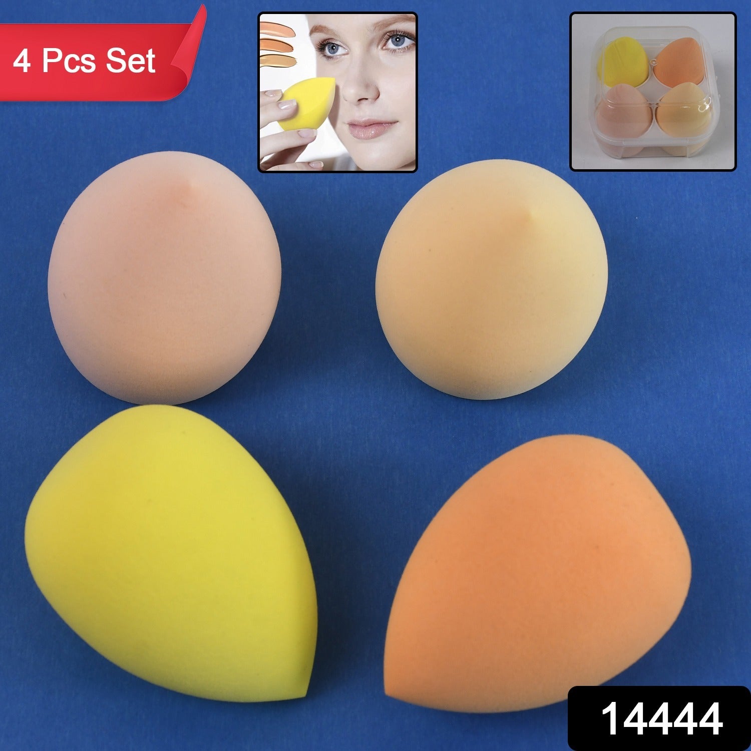 Makeup Sponges Set, Perfect for Liquid, Cream, and Powder (4 Pcs Set With Case) - view 2