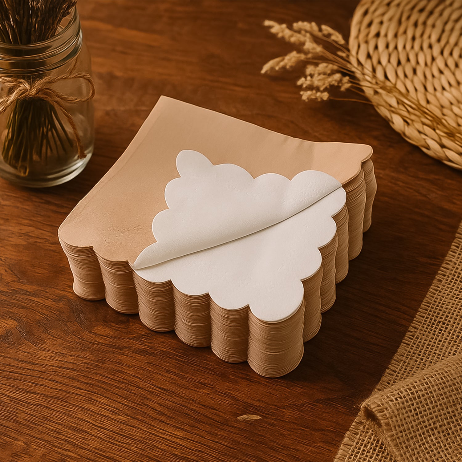 Disposable Scalloped Edge Tissue Napkins Set (120 Pc) - view 3