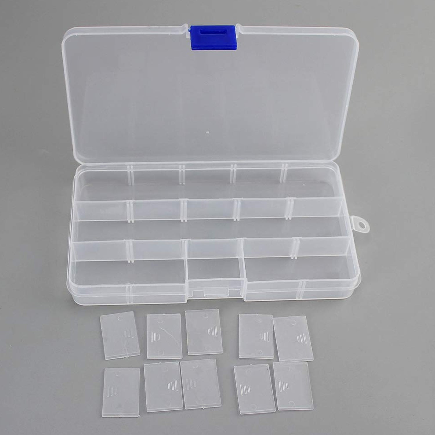 15-Grid Clear Plastic Jewelry Organizer Box with Dividers (1 Pc) - view 5