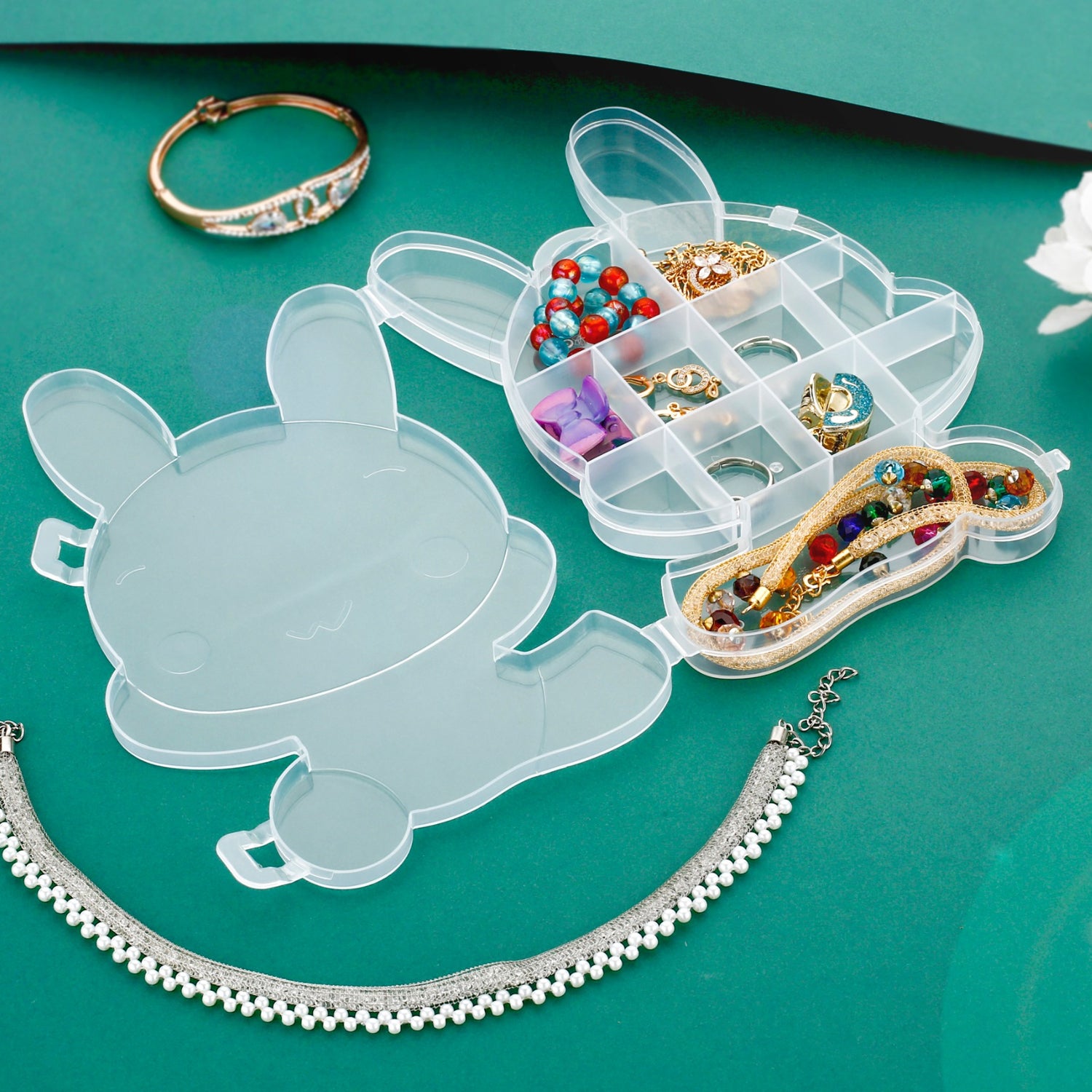 Transparent Cartoon Bear Plastic Storage Box Jewelry Organizer Holder 1 Pc - view 5