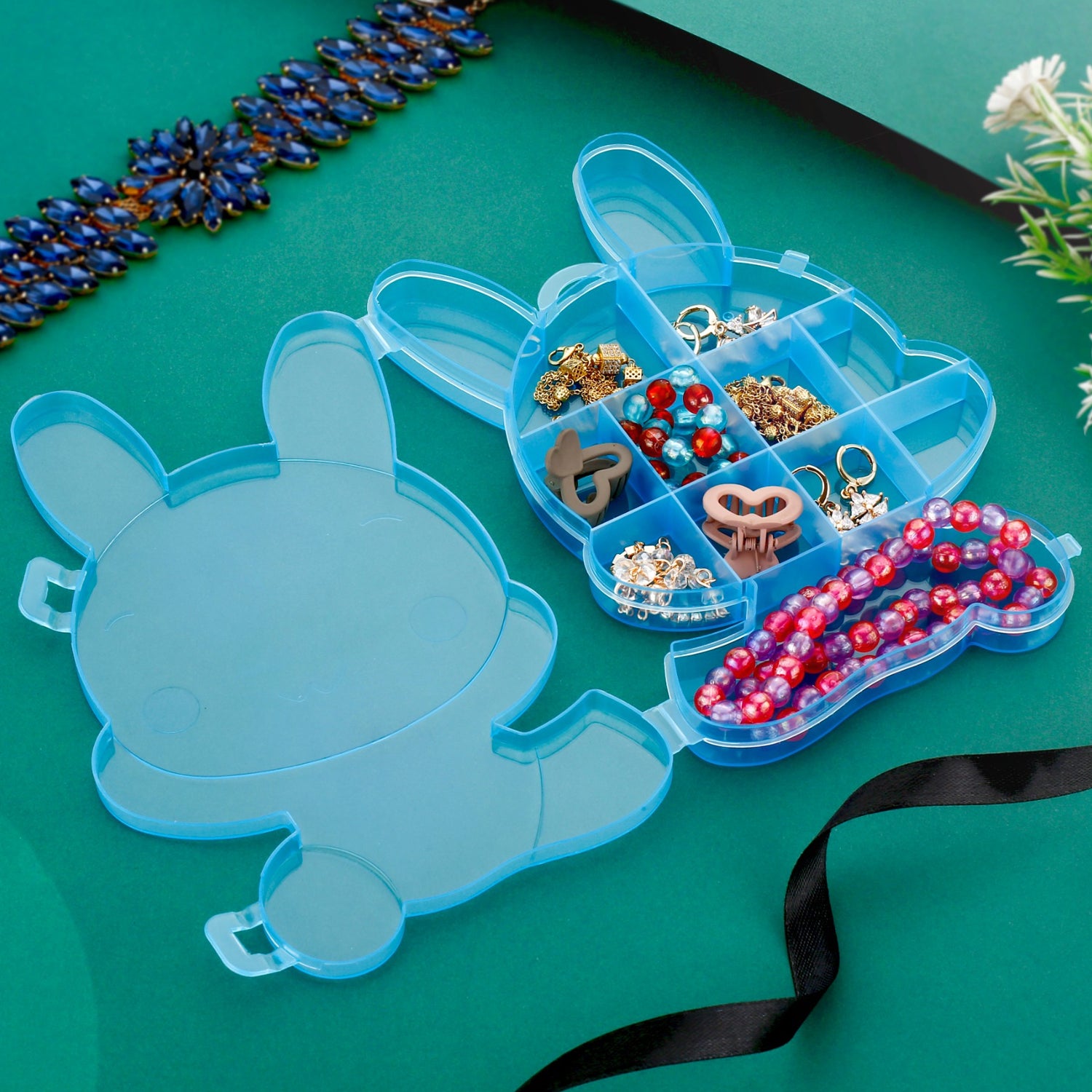 Transparent Cartoon Bear Plastic Storage Box Jewelry Organizer Holder 1 Pc - view 6
