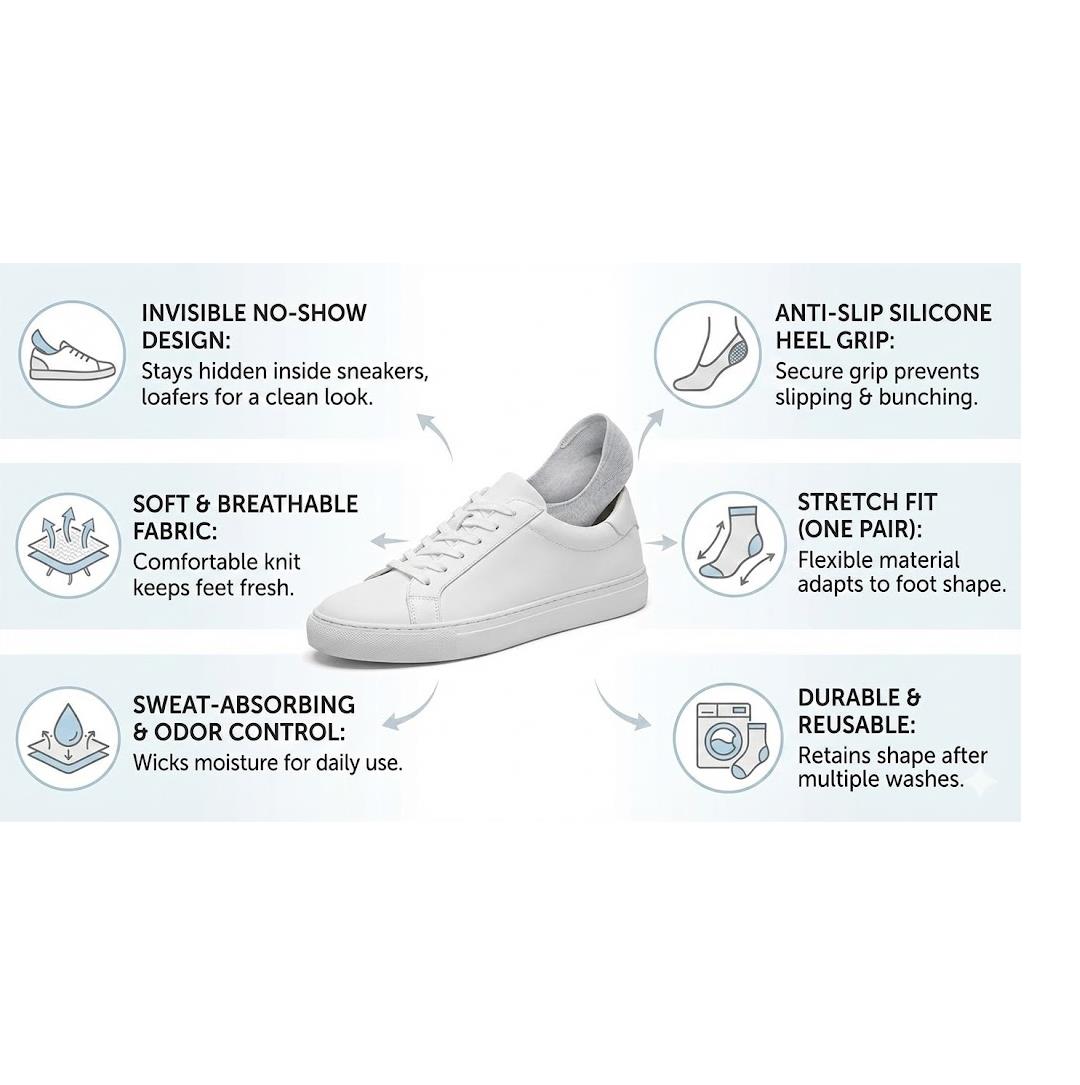No-Show Liner Socks with Anti-Slip Heel Grip (1 Pair) - view 7