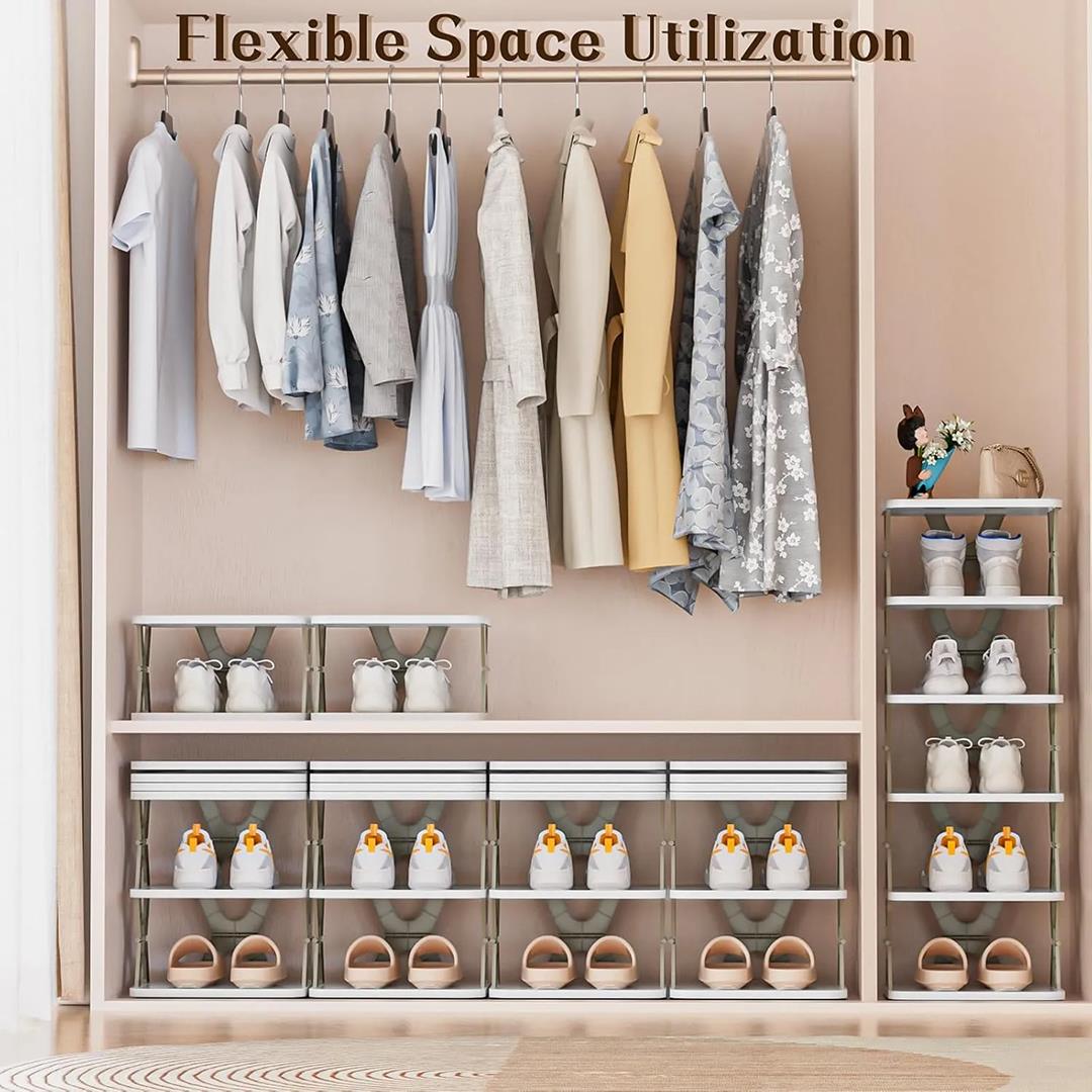 Foldable Shoe Rack (1 Pc, 8 Layers): Space-Saving, Entryway Storage - view 4