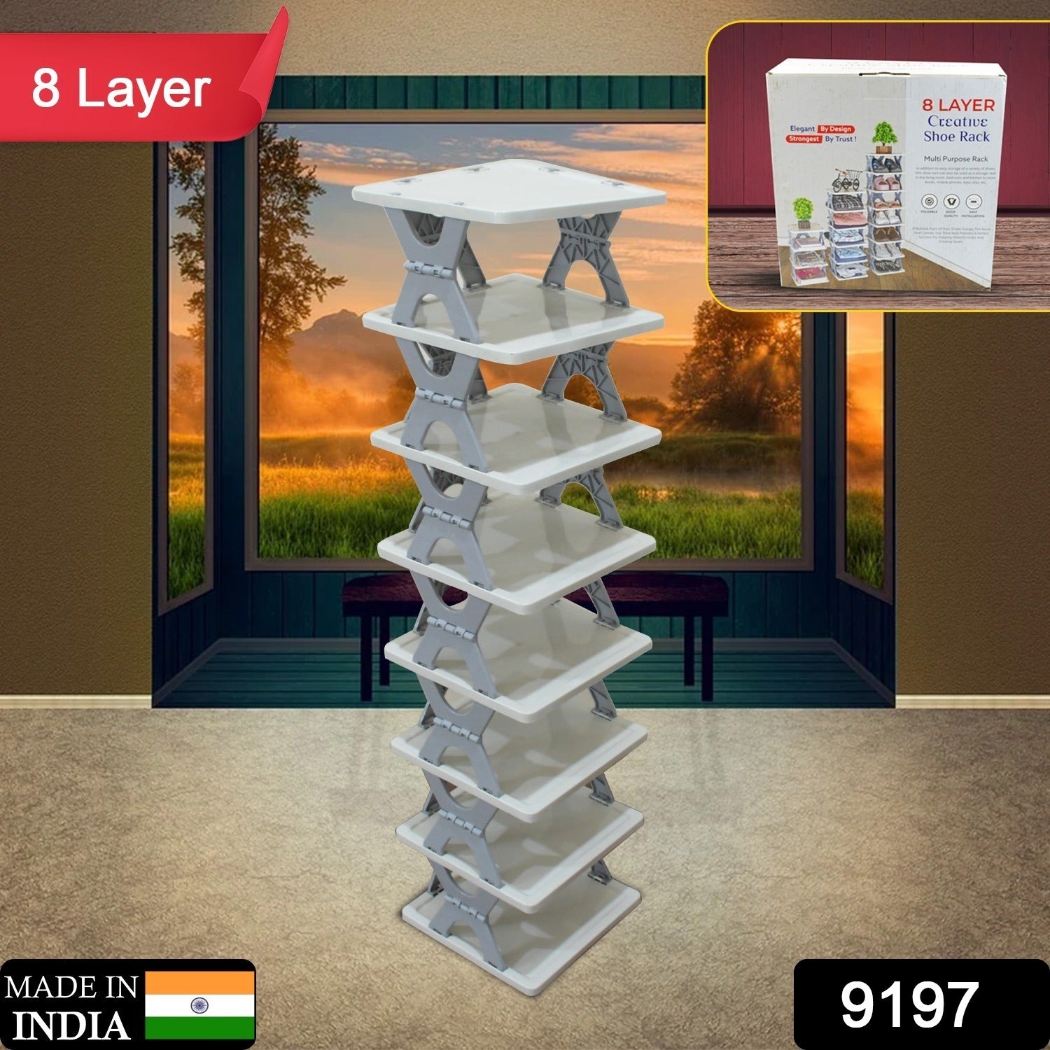Foldable Shoe Rack (1 Pc, 8 Layers): Space-Saving, Entryway Storage - view 7