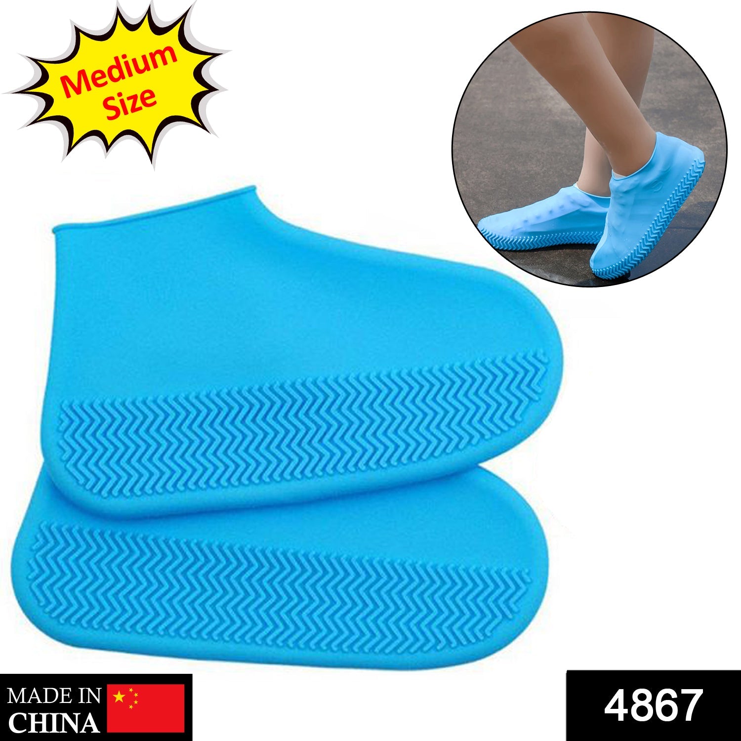 Non-Slip Silicone Rain Anti skid Waterproof Fordable Boot Shoe Cover (Mix Color) - view 2