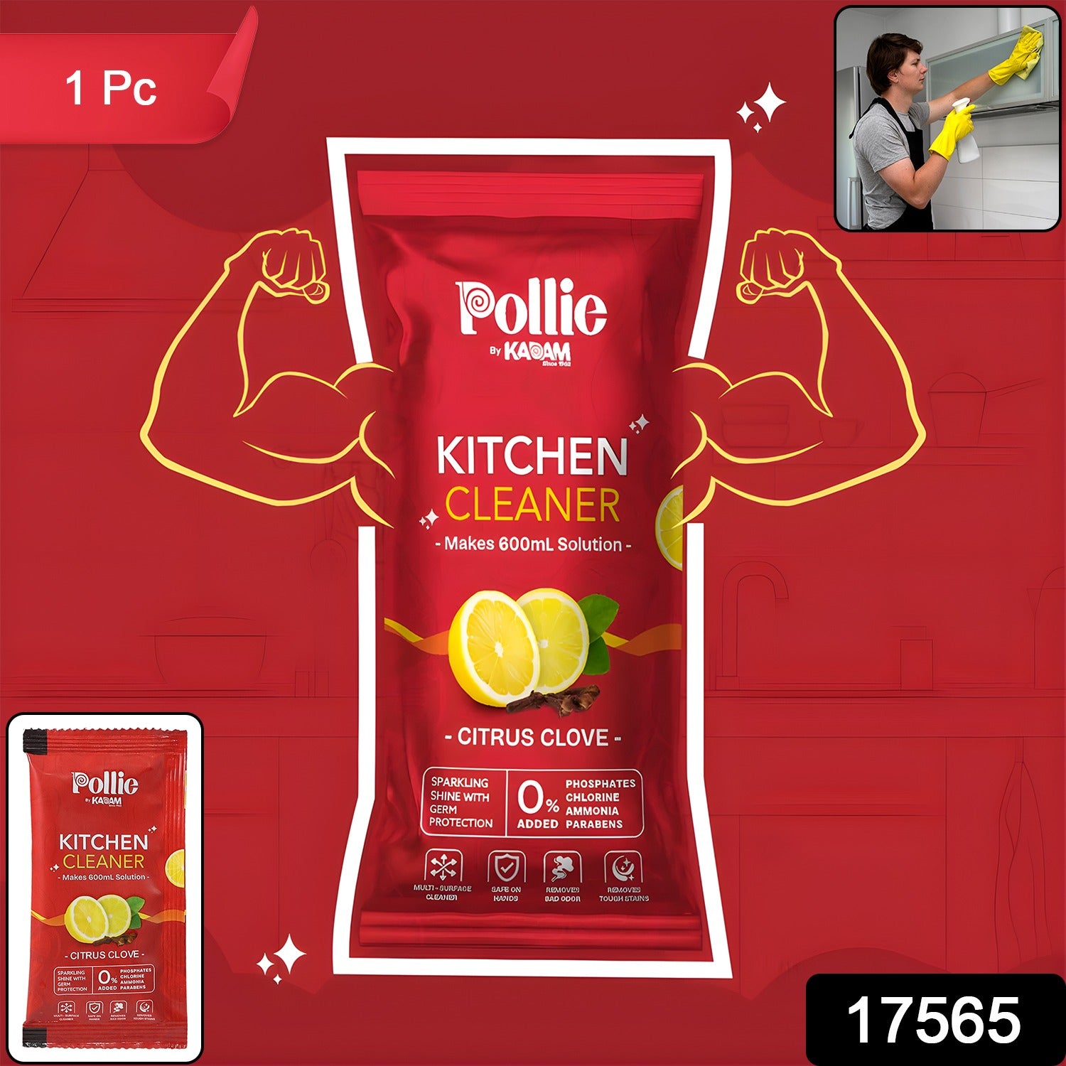 Pollic Kadam Concentrated Kitchen Surface Cleaner Sachet - view 2