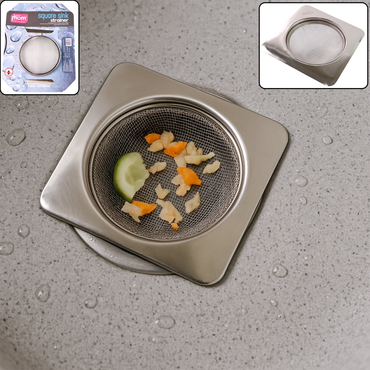 Supermom Stainless Steel Square Sink Strainer (1 Pc)