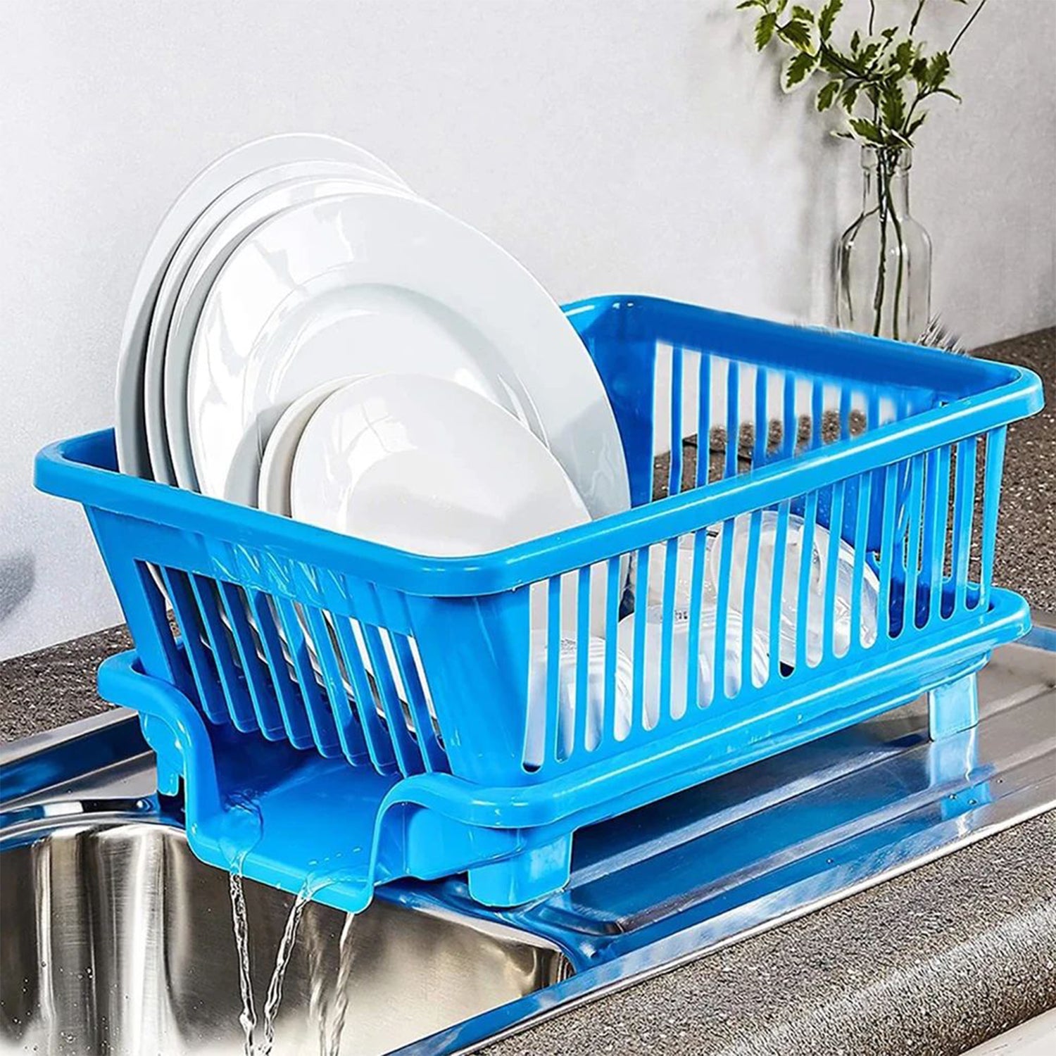 Plastic Sink Dish Drainer Drying Rack (With Brown Box) ( MOQ :- 3 Pc)