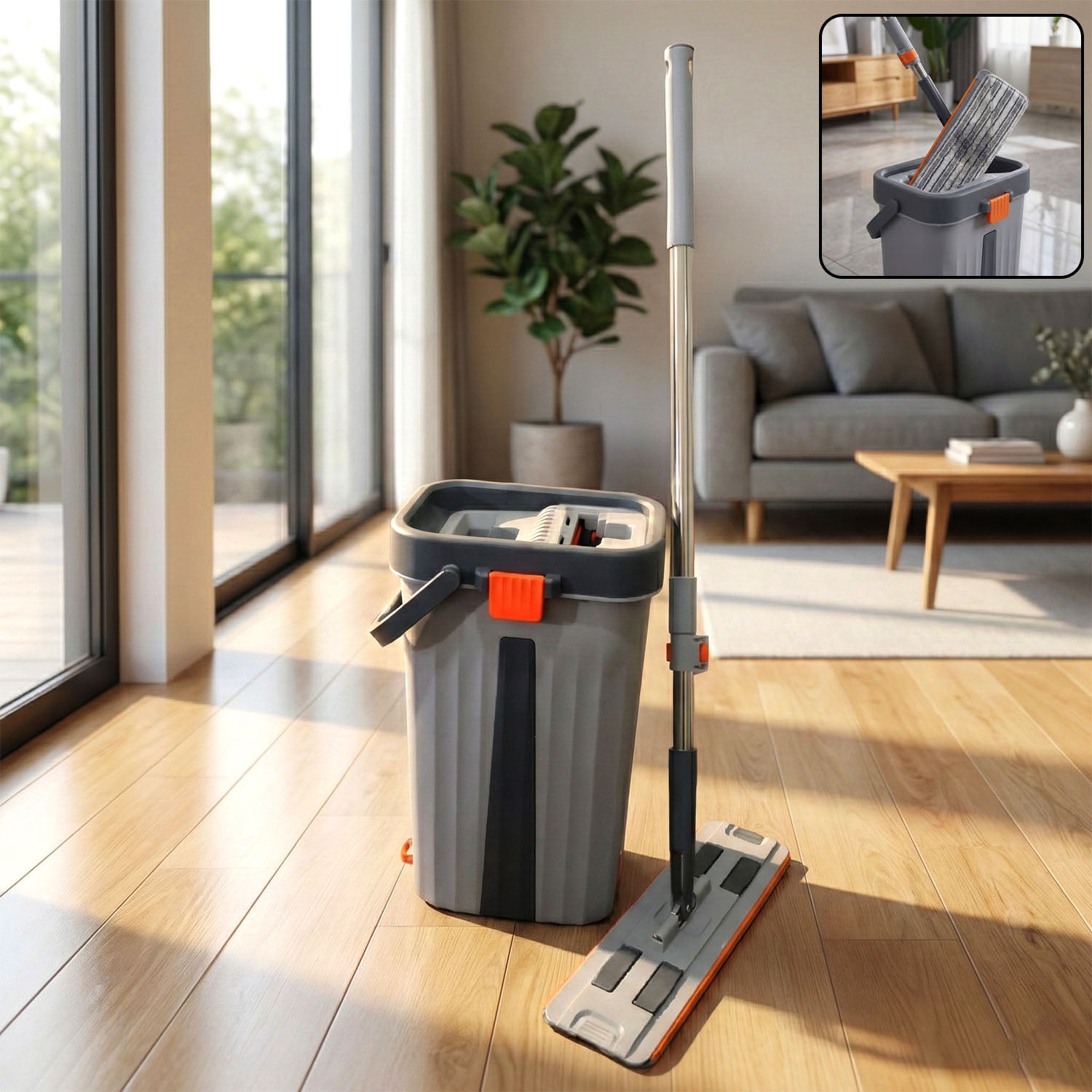 Big Size Flat Mop with Bucket Set (1 Set)