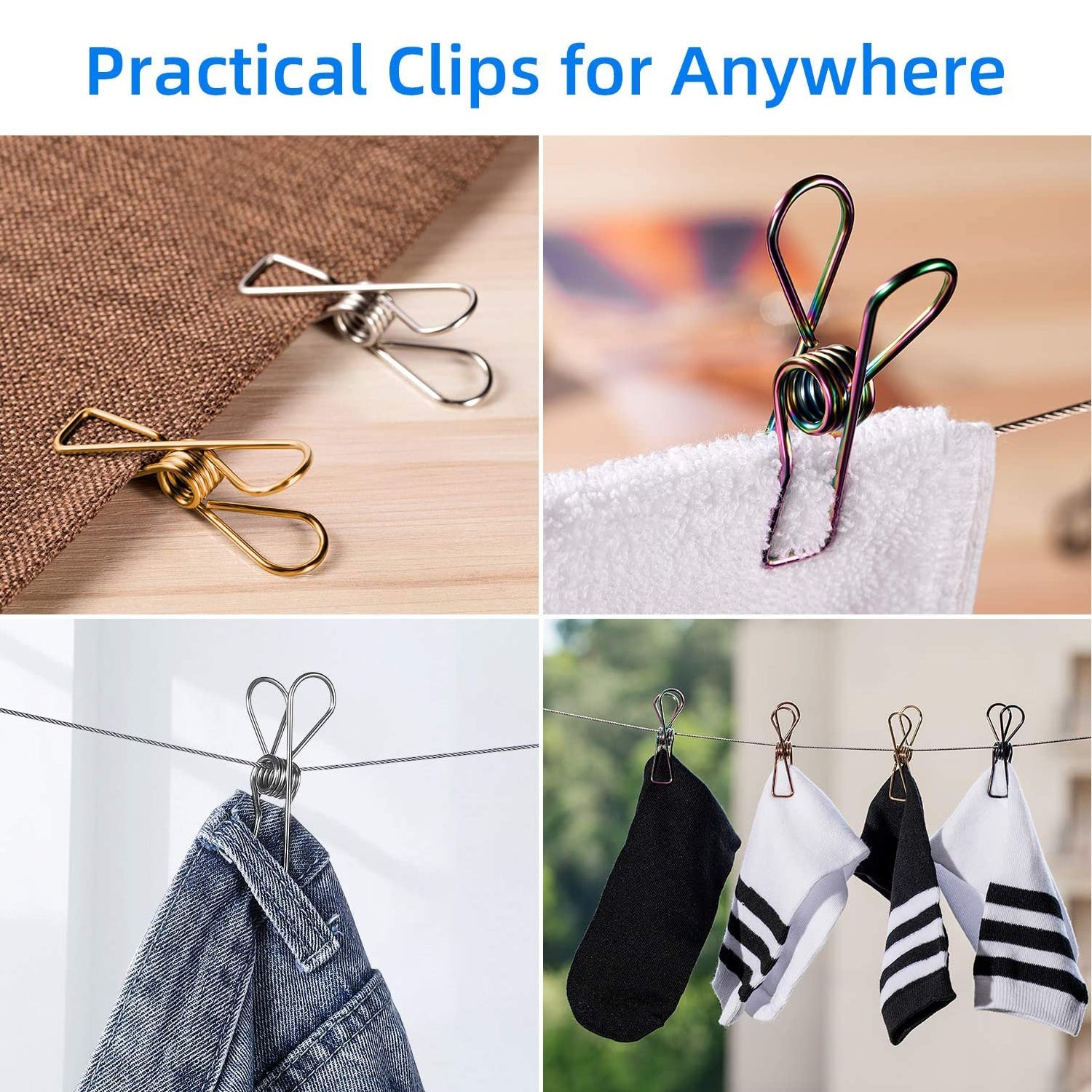 Stainless Steel Multipurpose Sturdy Clothes Hanging Clips - view 3