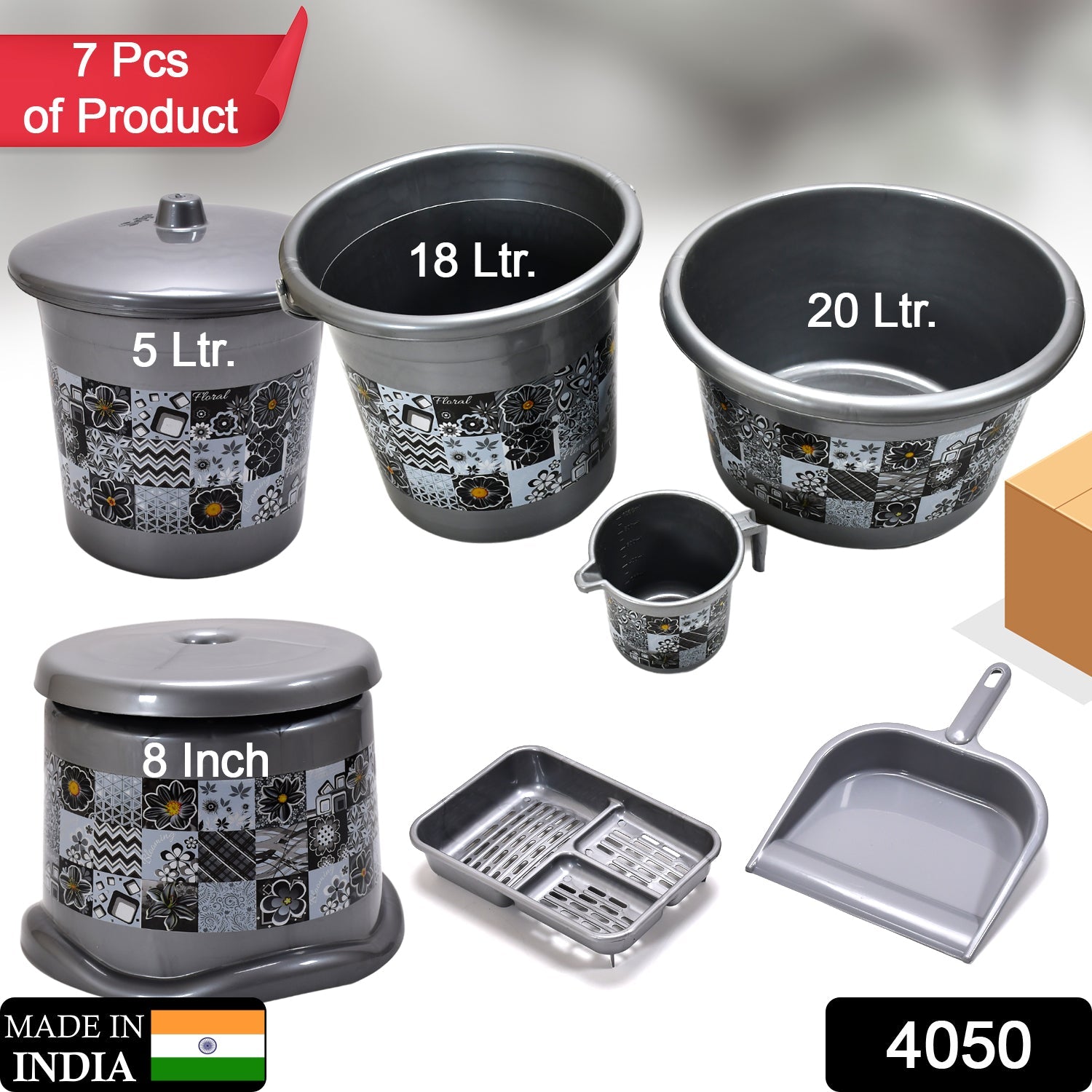 Large Capacity Plastic Bathroom Set of 7 Pc - view 3