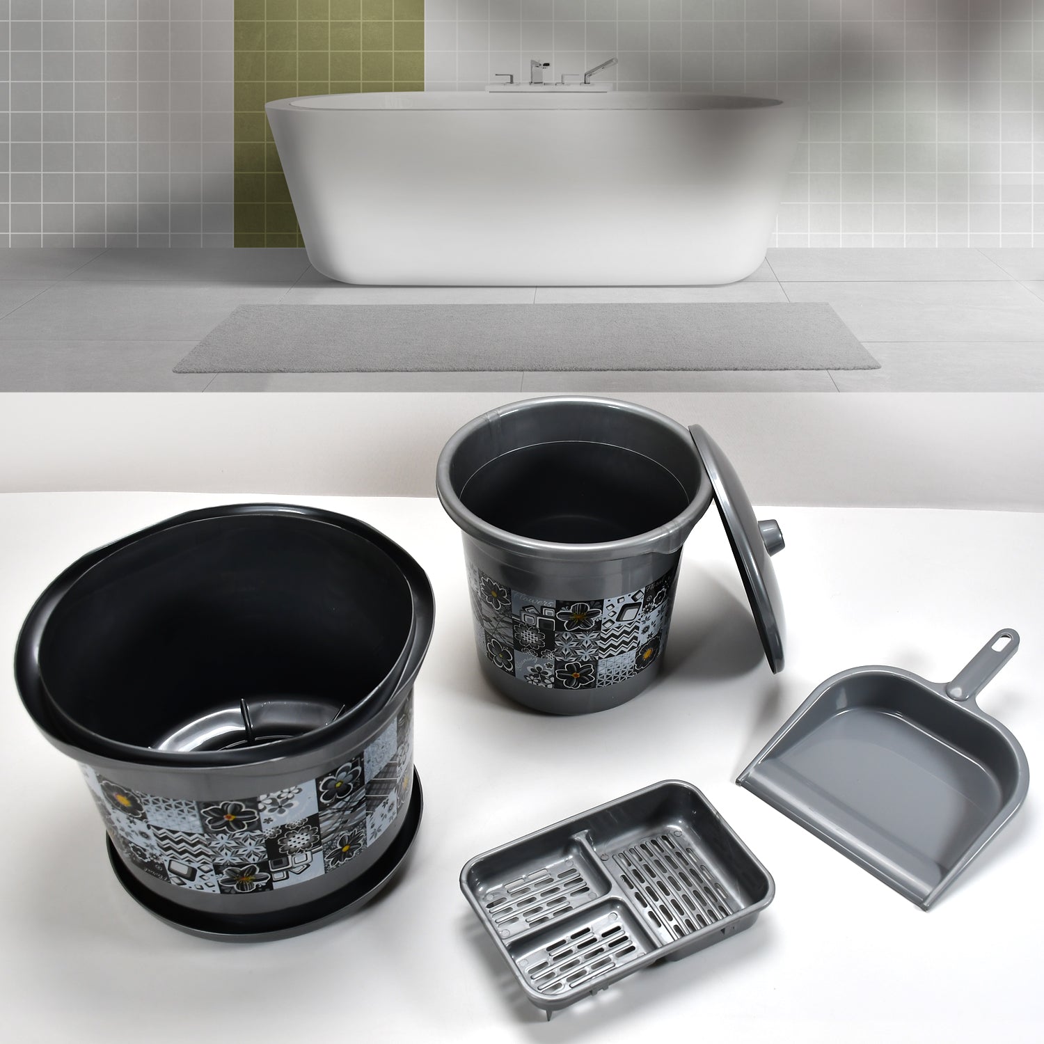 Large Capacity Plastic Bathroom Set of 7 Pc - view 5
