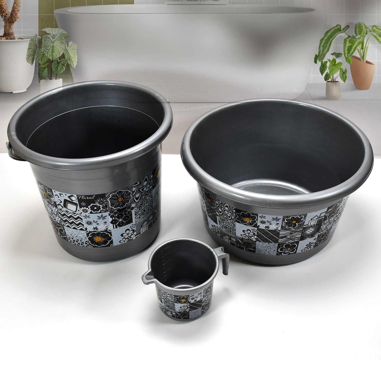 Large Capacity Plastic Bathroom Set of 7 Pc