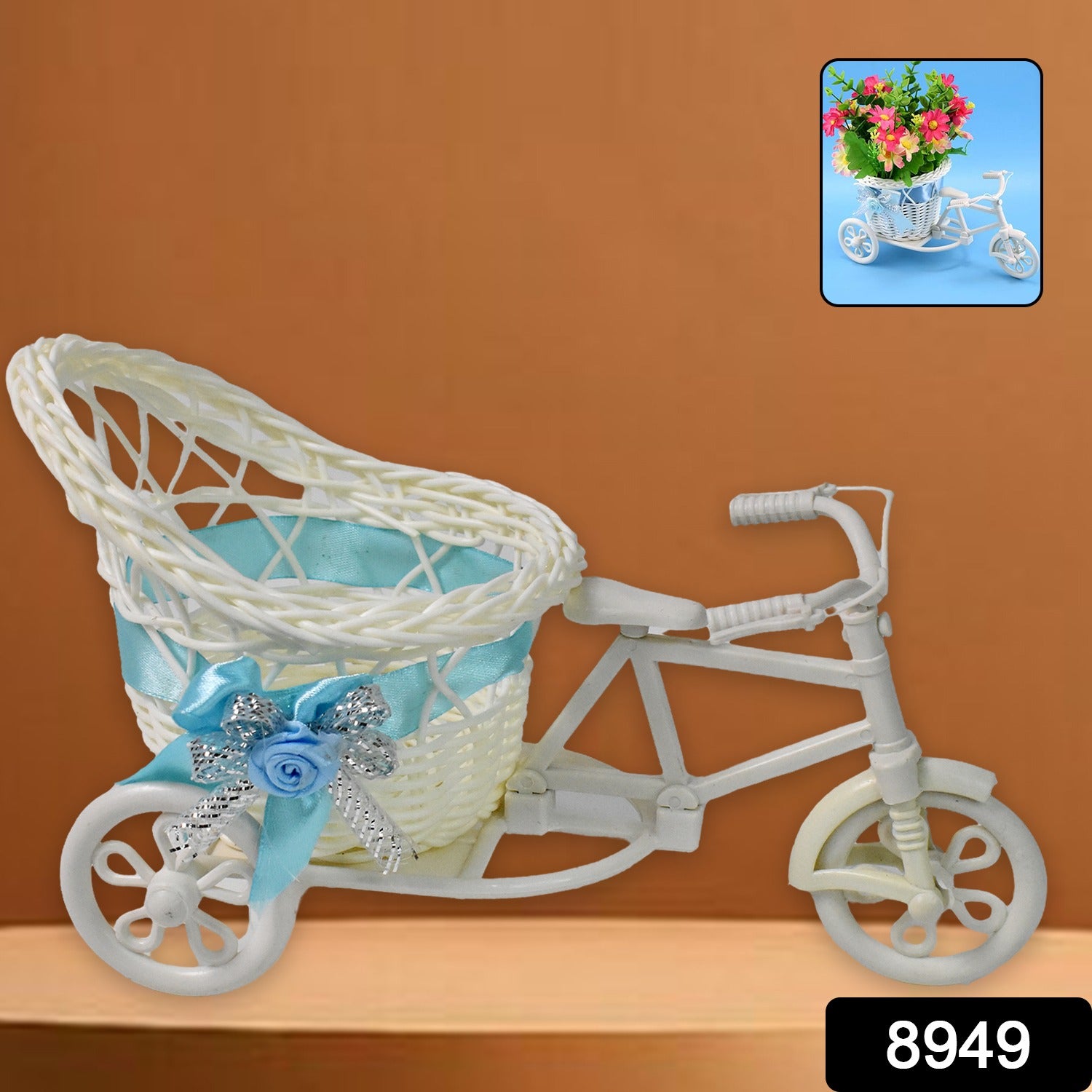 Plastic Cycle Flower vases for Home decor; Bicycle Flower Pot Stand - view 2