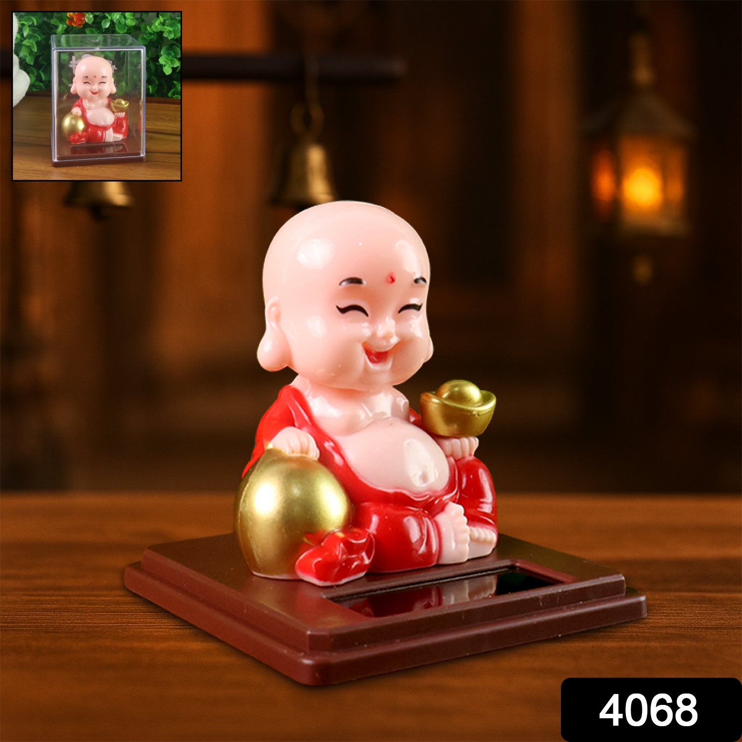 Solar Power Moving Head Buddha Statue Car Ornament (1 Pc / Mix Color) - view 2