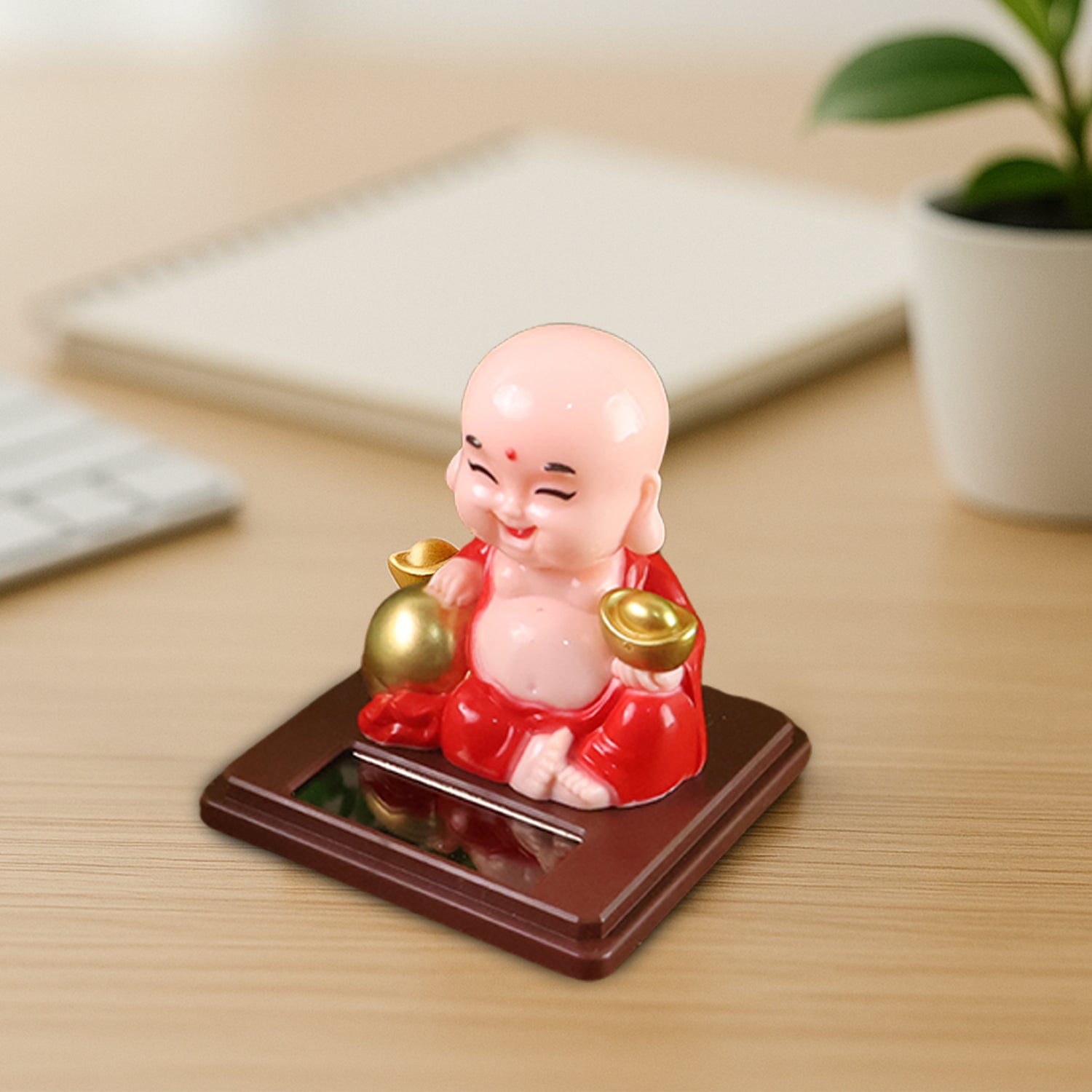 Solar Power Moving Head Buddha Statue Car Ornament (1 Pc / Mix Color) - view 4