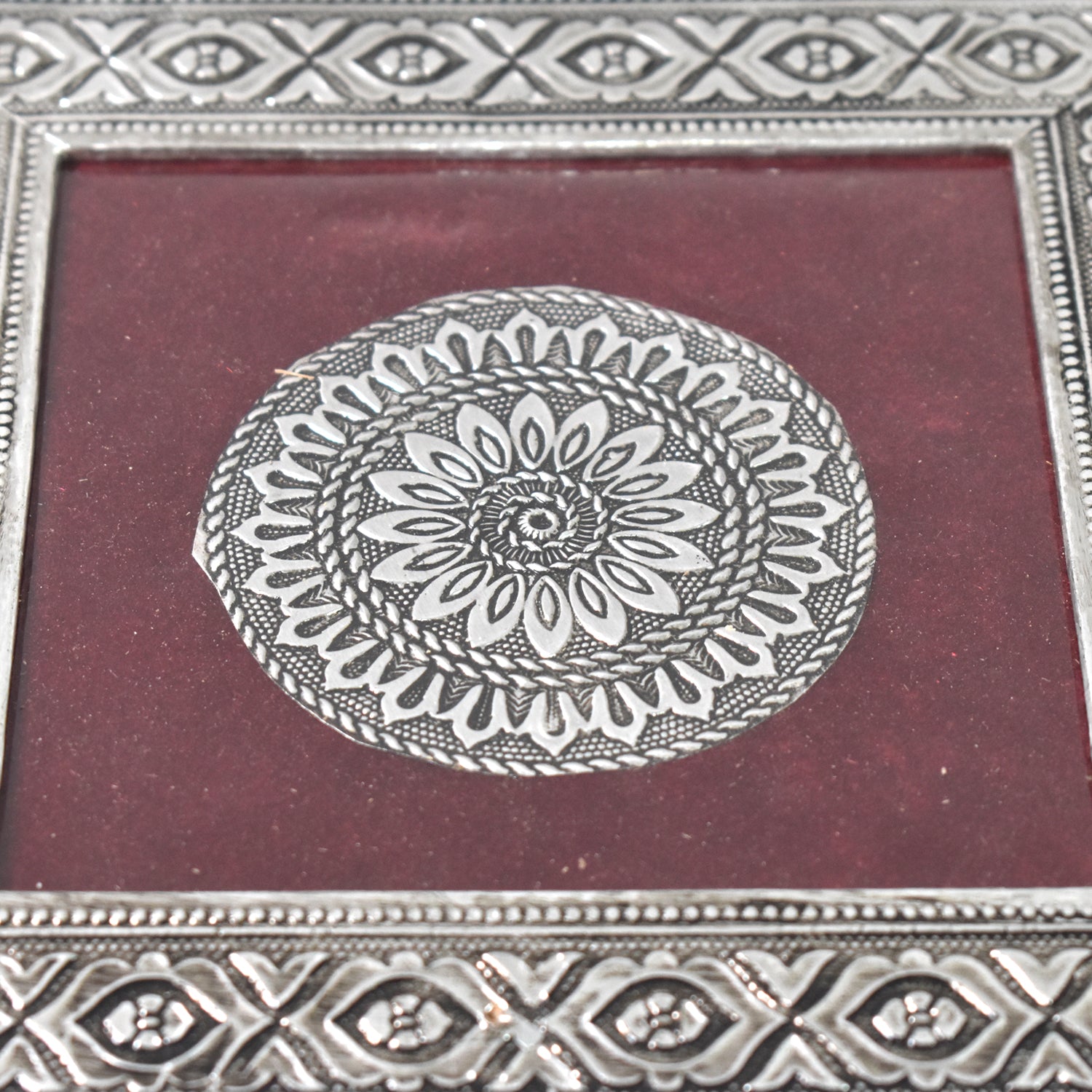 Silver - Square Pooja Chowki Patla / Bajot (20×20 CM / 1 Pc) - view 3