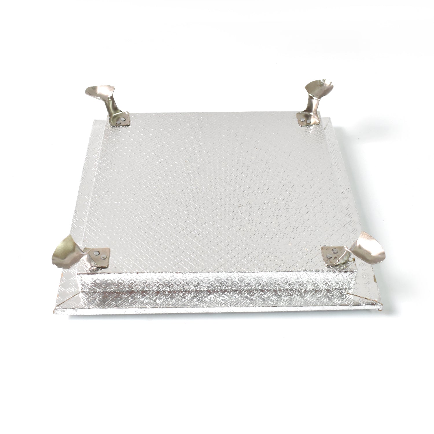 Silver - Square Pooja Chowki Patla / Bajot (20×20 CM / 1 Pc) - view 6