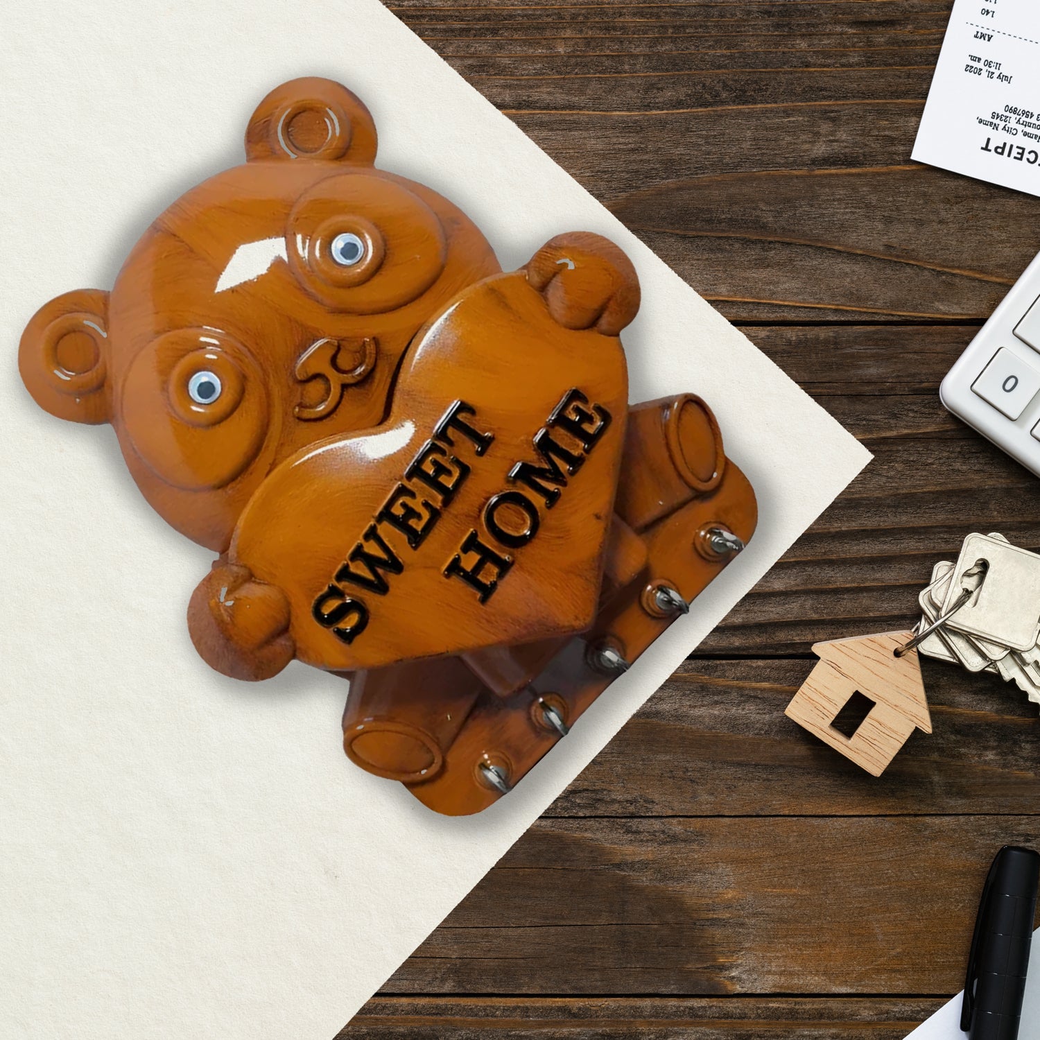 Cute Plastic Panda Key Holder, Wall Key Rack with 5 Hooks (1 Pc) - view 6